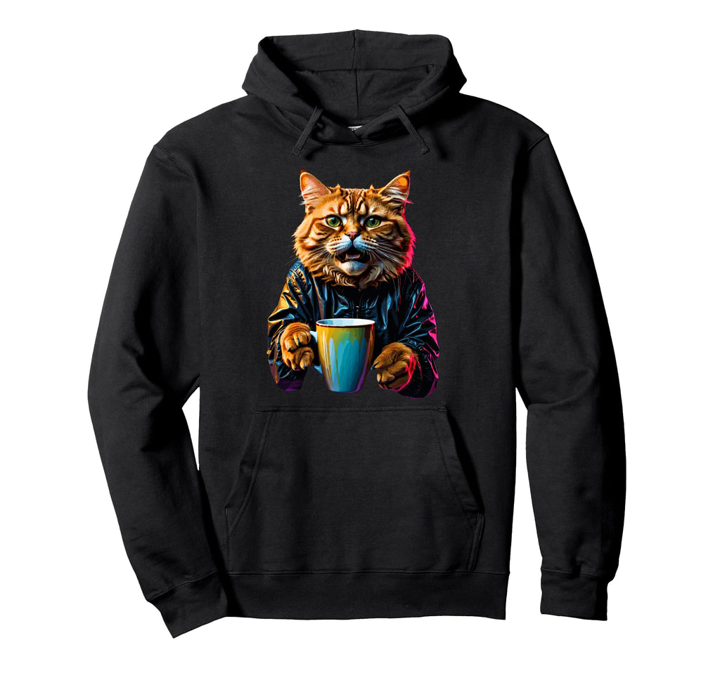 Vaporwave Aesthetic Coffee Cats Art And Hoodie - Graphic Print for Adults - T-Shirt, Sweatshirt, Hoodie