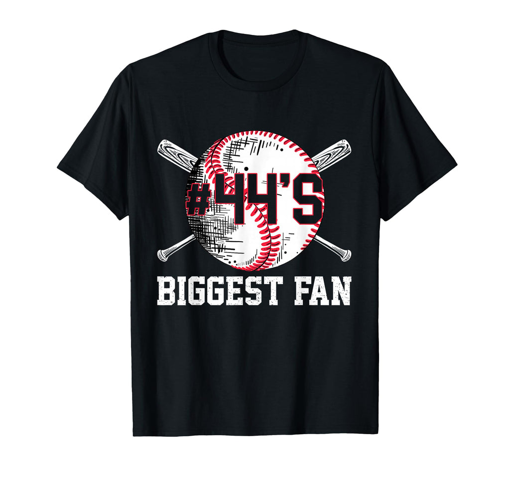 Number 44 Baseball Biggest Fan Mom Dad T-Shirt - Novelty Apparel Men Women - T-Shirt, Sweatshirt, Hoodie