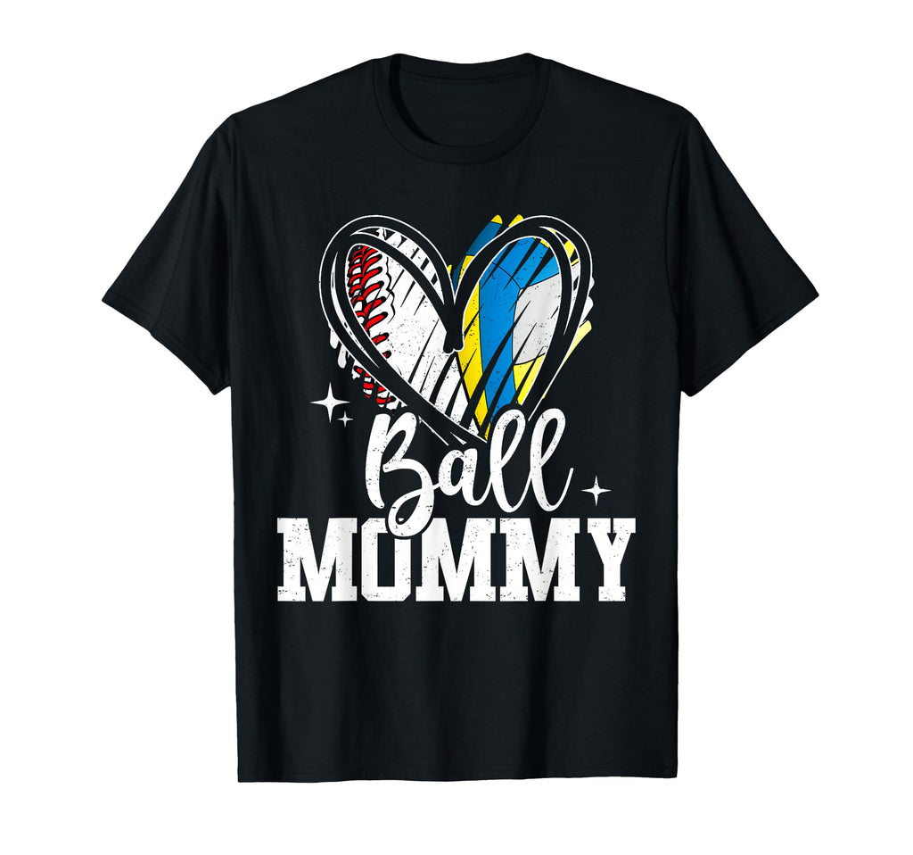 Ball Mommy Baseball Volleyball Mom Both T-Shirt - Custom Art Print Unisex - T-Shirt, Sweatshirt, Hoodie