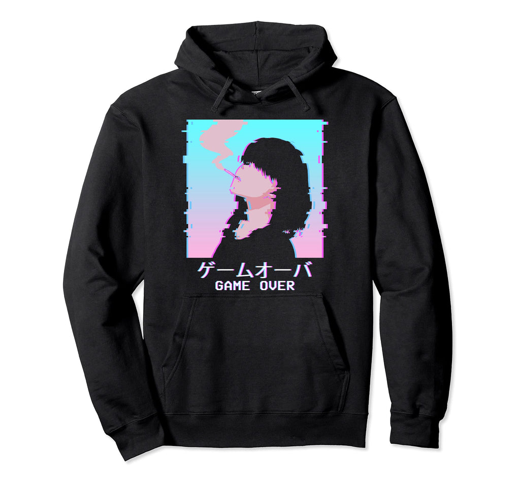 Game Over Sad Anime Japanese Waifu Hoodie - Trendy Graphic Unisex - T-Shirt, Sweatshirt, Hoodie