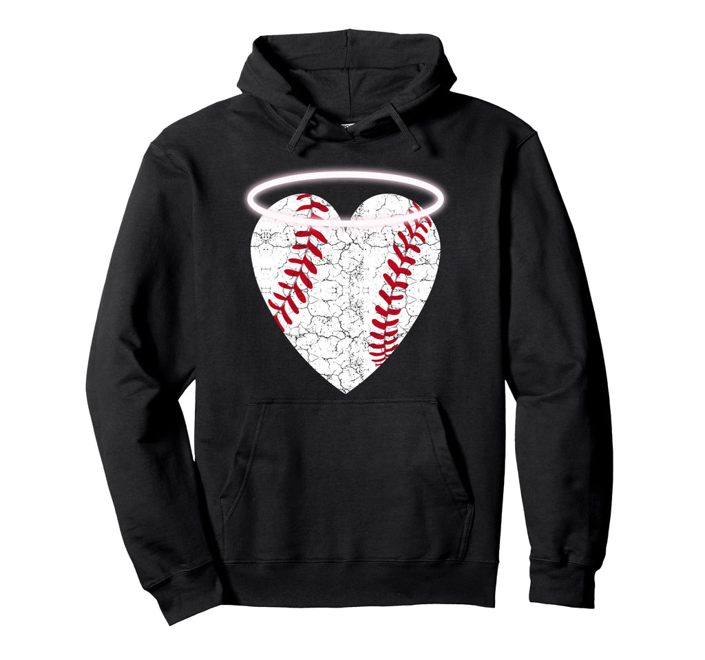 Angel Baseball Heart Halo Hoodie - Custom Art Print Men Women - T-Shirt, Sweatshirt, Hoodie