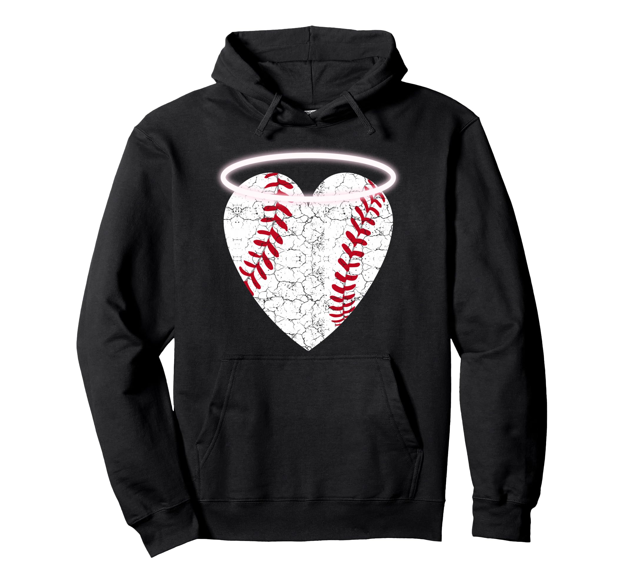 Angel Baseball Heart Halo Hoodie - Custom Art Print Men Women - T-Shirt, Sweatshirt, Hoodie