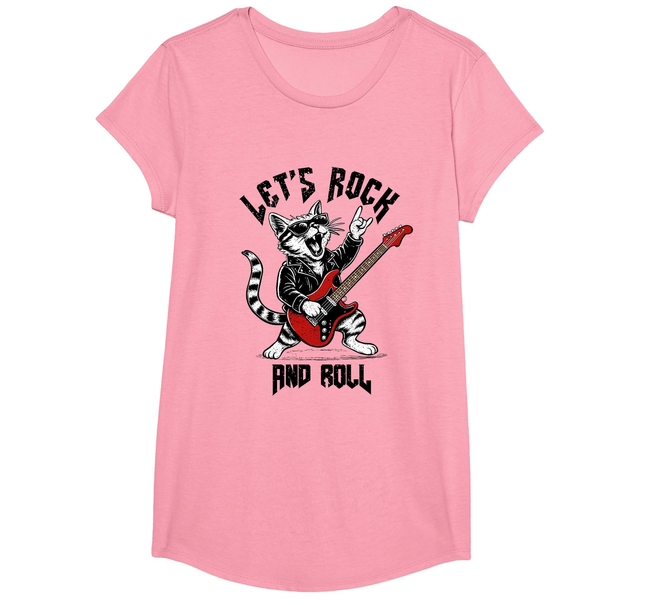 Rock And Roll Cat Guitarist Rock T-Shirt - Aesthetic Graphic Men Women - T-Shirt, Sweatshirt, Hoodie