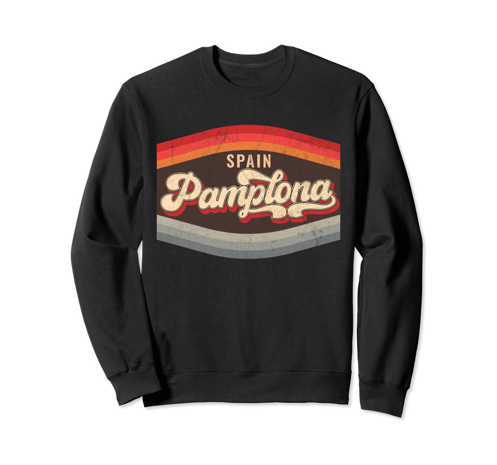 Pamplona Spain 70S 80S Distressed Sweatshirt - Trendy Graphic for Adults - T-Shirt, Sweatshirt, Hoodie