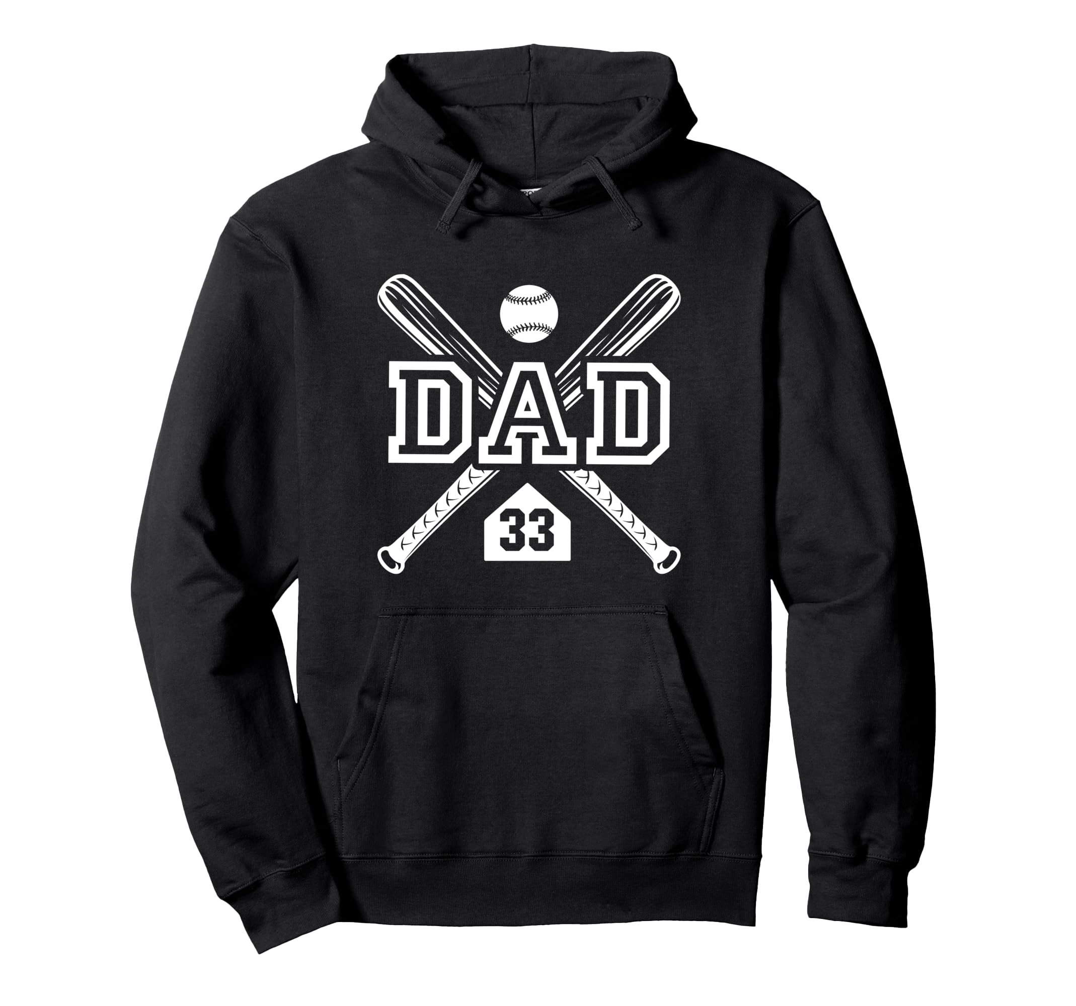 Baseball Dad Softball Dad 33 Jersey Hoodie - Fun Novelty Design for Adults - T-Shirt, Sweatshirt, Hoodie