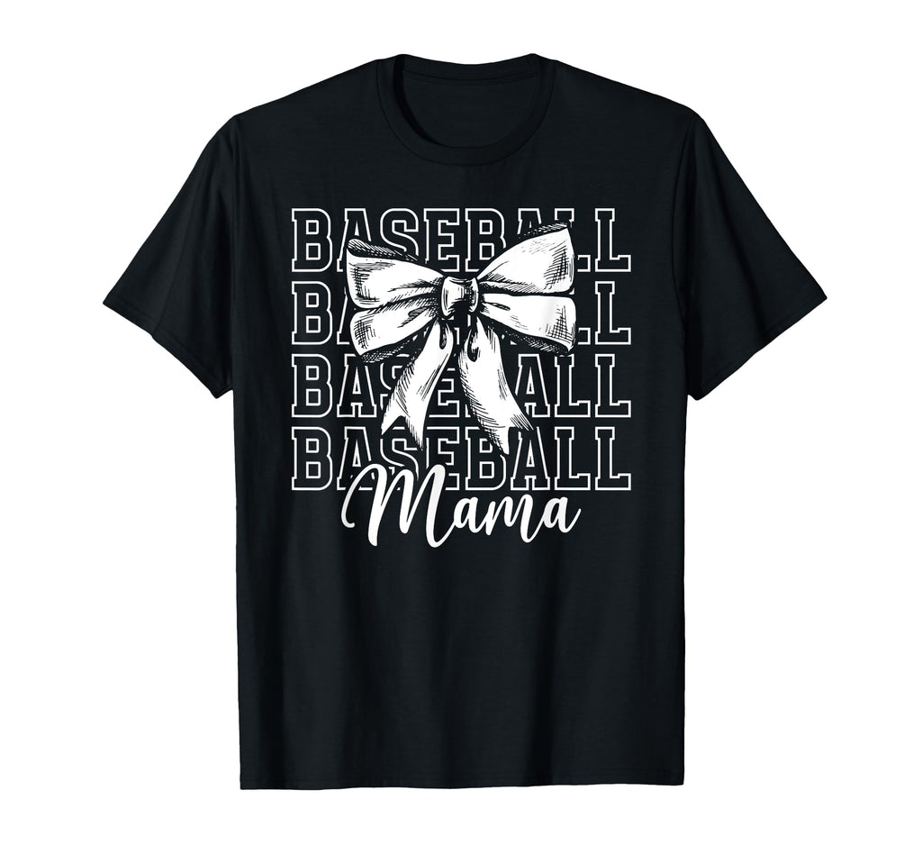 Baseball Mama Bow Baseball Mom T-Shirt - Streetwear Style for Adults - T-Shirt, Sweatshirt, Hoodie