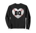 Baseball Number 80 Distressed Heart Sweatshirt - Aesthetic Graphic Unisex - T-Shirt, Sweatshirt, Hoodie