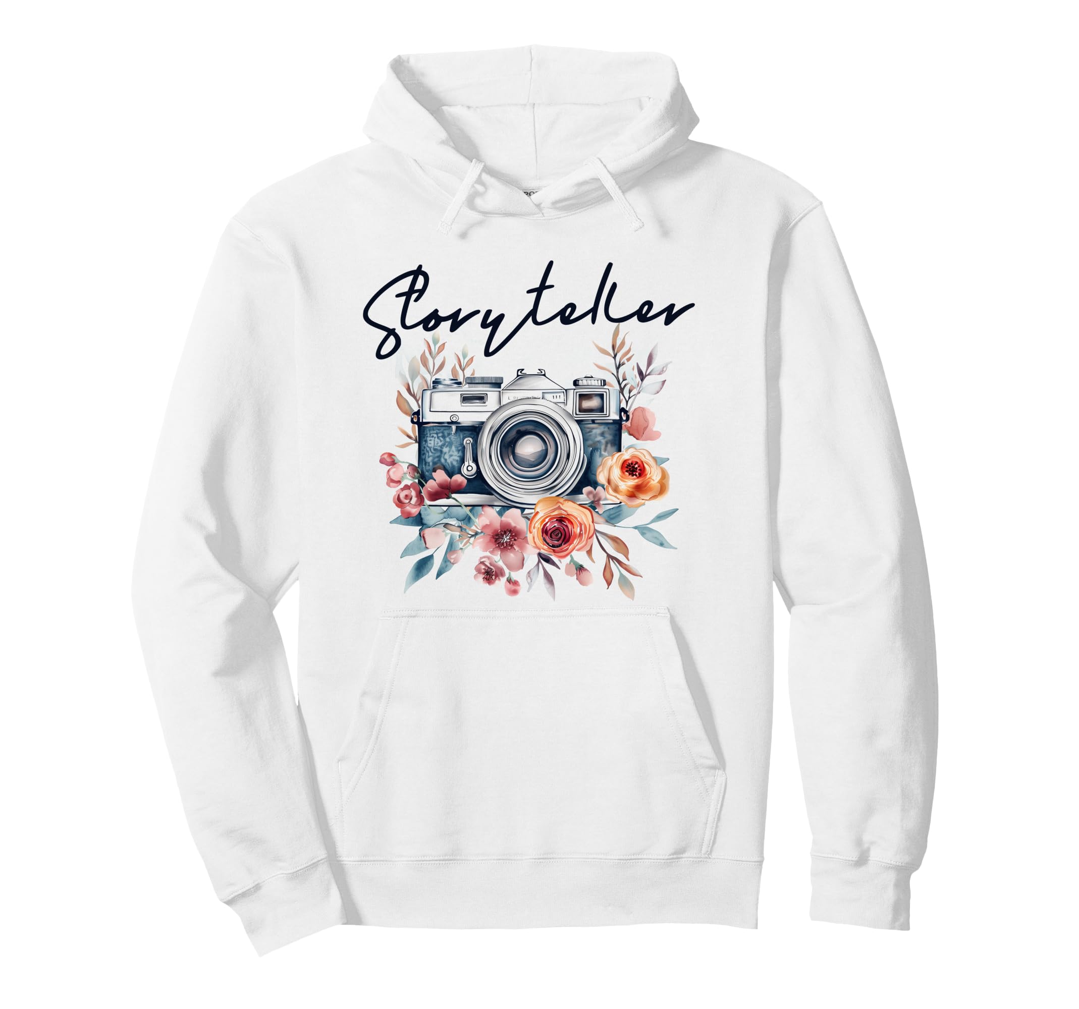 Photographer Storyteller Camera Flowers Hoodie - Trendy Graphic for Adults - T-Shirt, Sweatshirt, Hoodie