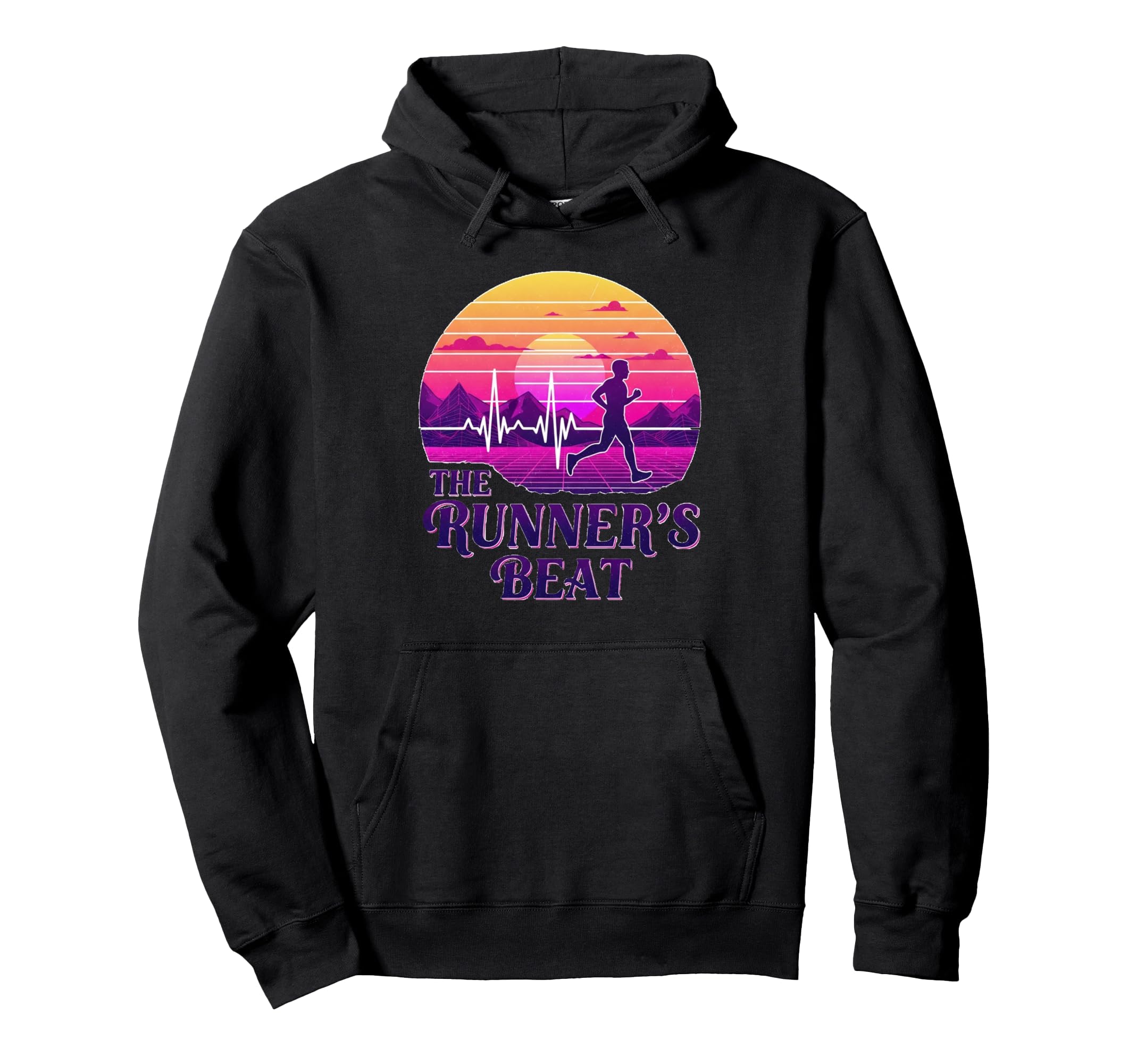 80S Vaporwave Aesthetic Heartbeat Runners Hoodie - Graphic Print Men Women - T-Shirt, Sweatshirt, Hoodie