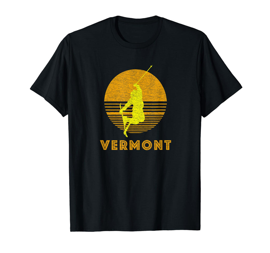 Vermont Distressed Skiing T-Shirt - Casual Everyday Wear Men Women - T-Shirt, Sweatshirt, Hoodie