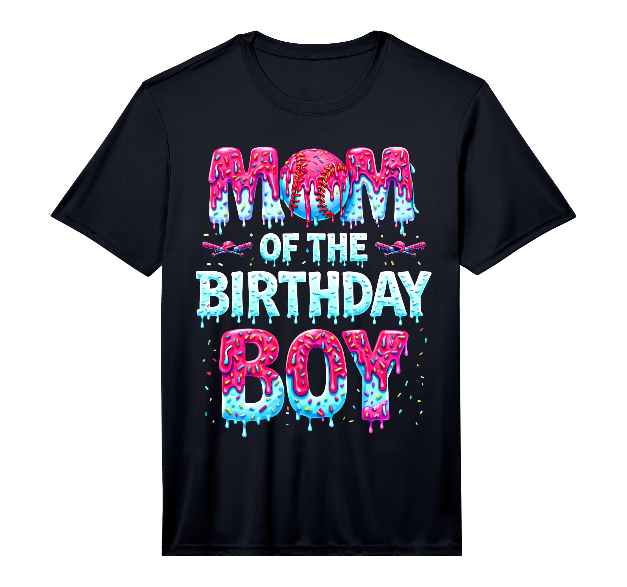 Mens Mom Birthday Ice Cream Baseball T-Shirt - Custom Art Print for Adults - T-Shirt, Sweatshirt, Hoodie