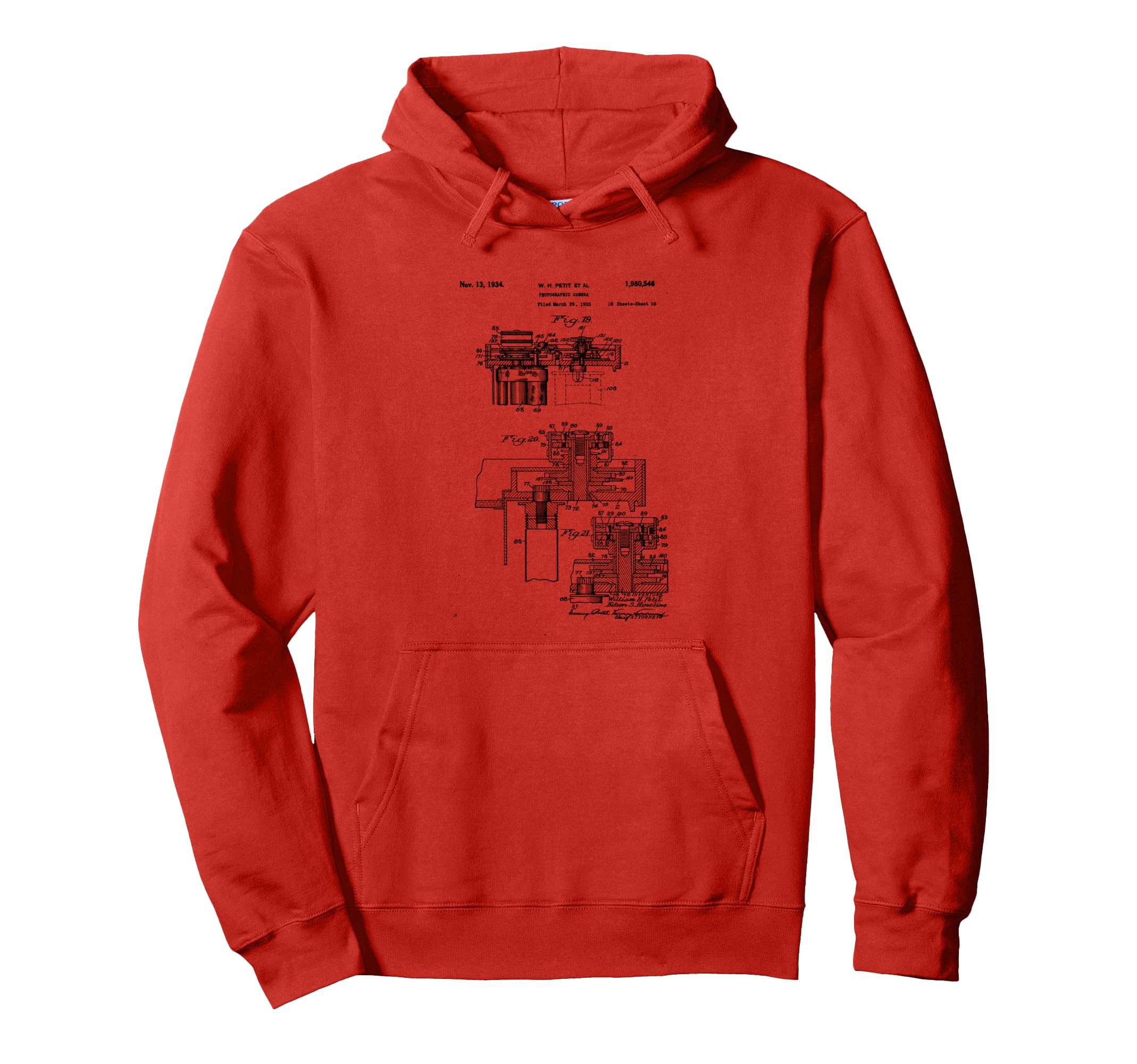 Camera Photographic Patent 1934 Drawing Hoodie - Minimalist Print Men Women - T-Shirt, Sweatshirt, Hoodie