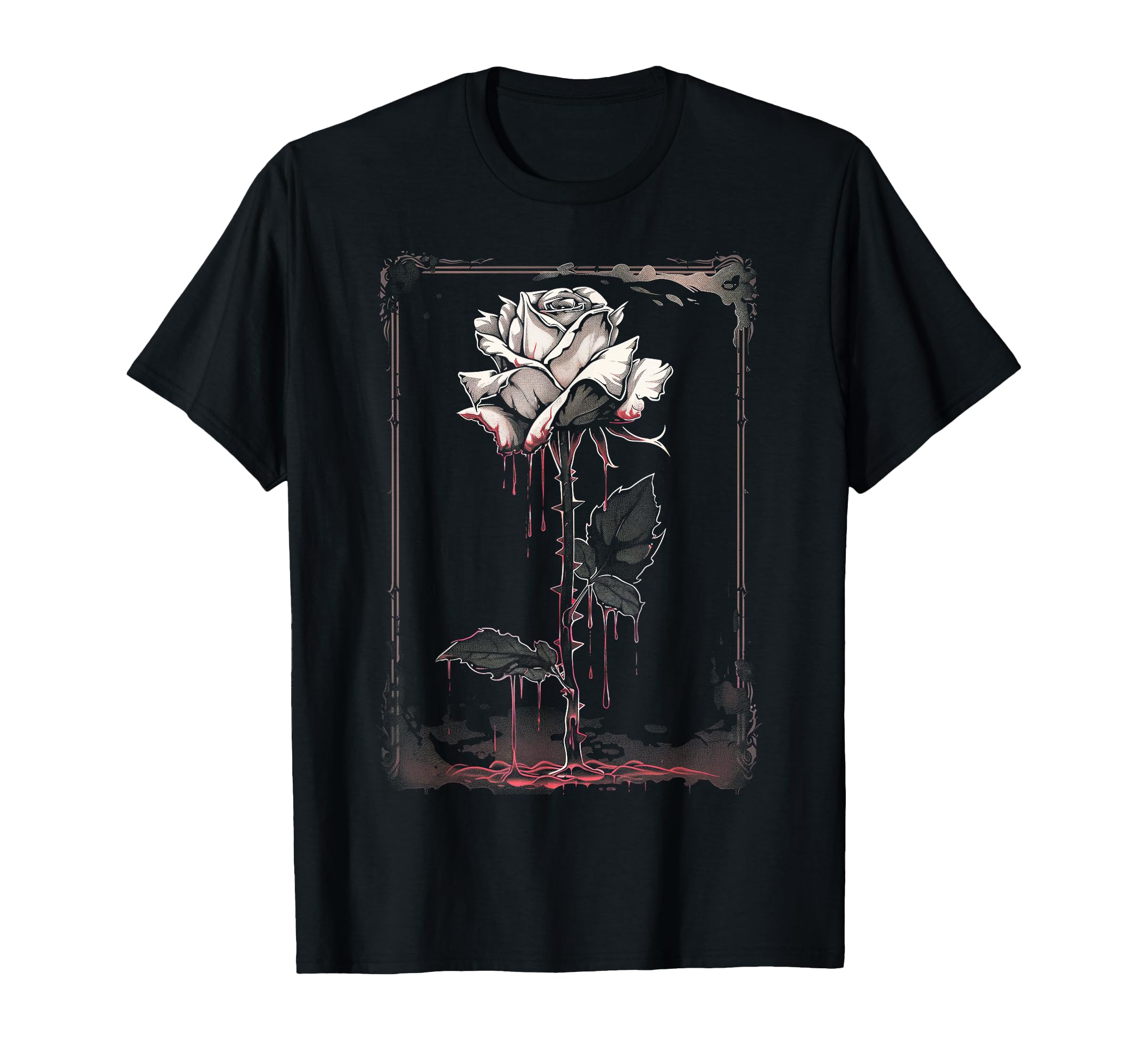 Anime Goth Withered Rose Blood Gothic Art T-Shirt - Trendy Graphic Unisex - T-Shirt, Sweatshirt, Hoodie