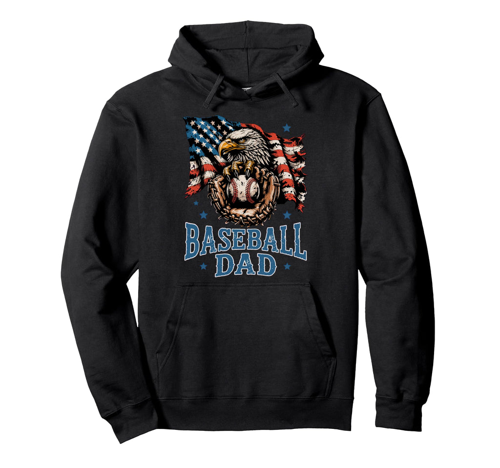 Patriotic Baseball Father Usa Flag Hoodie - Custom Art Print Men Women - T-Shirt, Sweatshirt, Hoodie