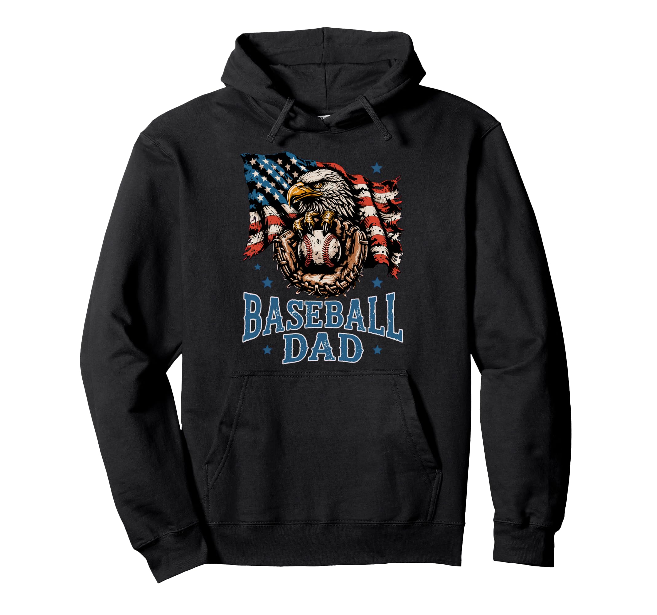 Patriotic Baseball Father Usa Flag Hoodie - Custom Art Print Men Women - T-Shirt, Sweatshirt, Hoodie