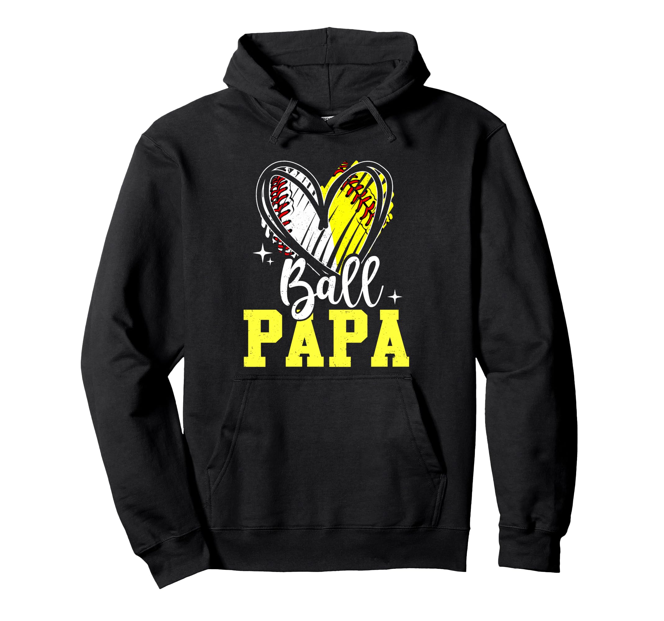 Ball Papa Softball Baseball Dad Hoodie - Casual Everyday Wear Men Women - T-Shirt, Sweatshirt, Hoodie