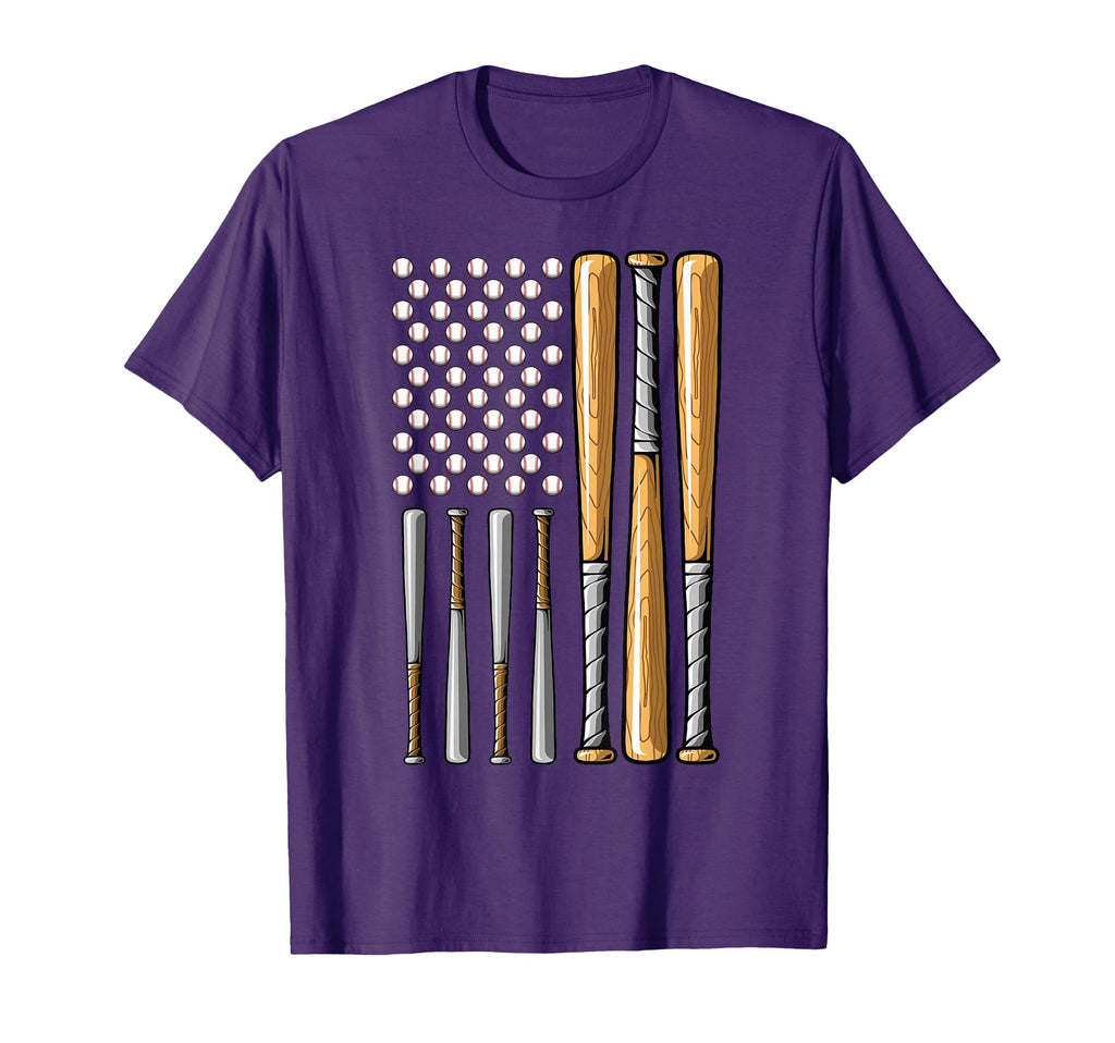 Baseball American Flag Baseball T-Shirt - Casual Everyday Wear Men Women - T-Shirt, Sweatshirt, Hoodie
