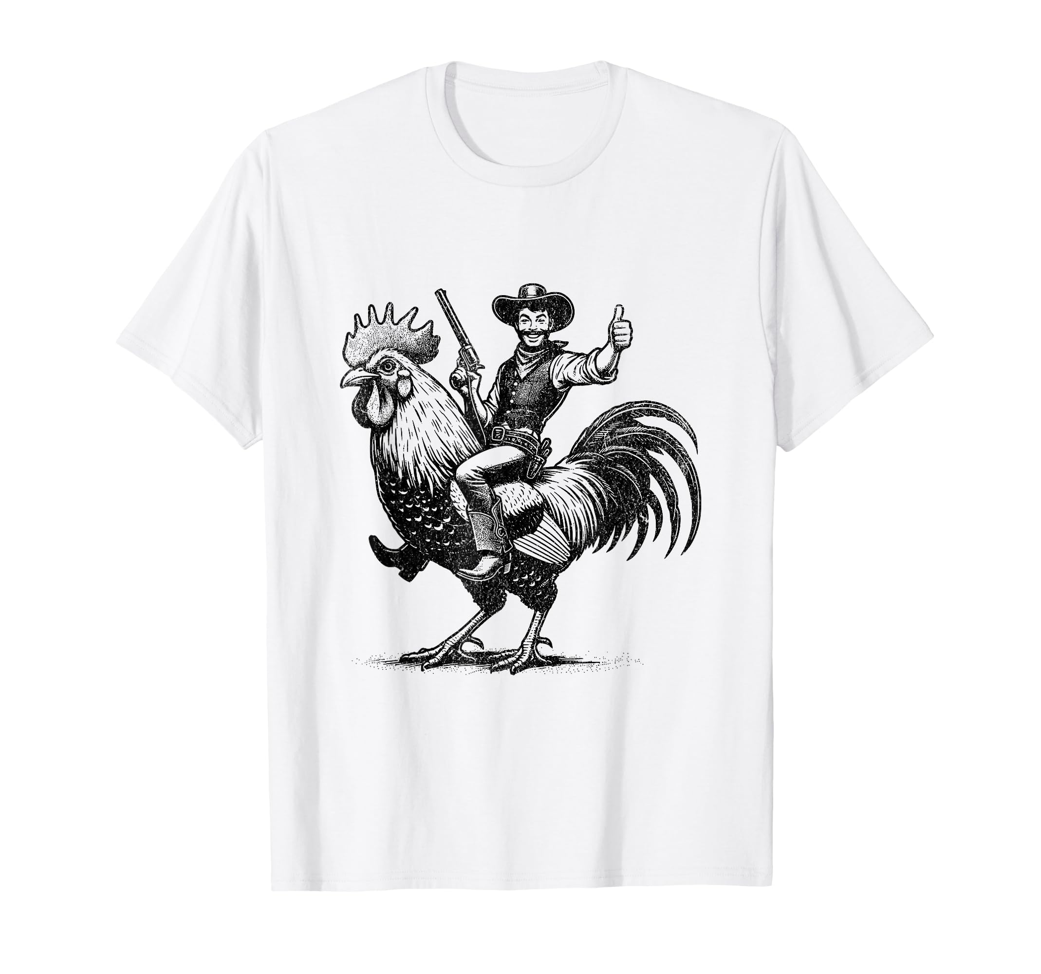 Funny Cowboy Riding Chicken T-Shirt - Novelty Apparel for Adults - T-Shirt, Sweatshirt, Hoodie