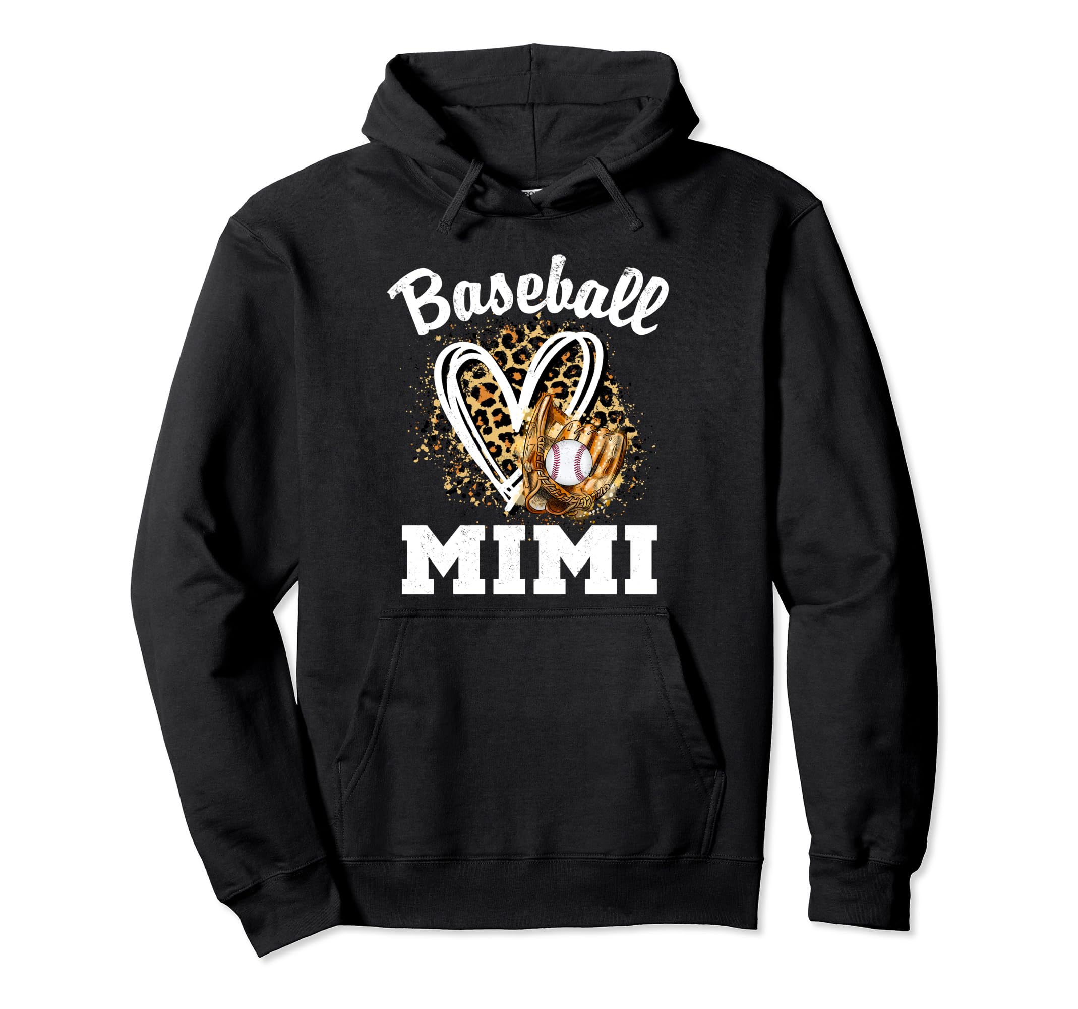 Baseball Mimi Leopard Heart Grandma Hoodie - Graphic Print for Adults - T-Shirt, Sweatshirt, Hoodie