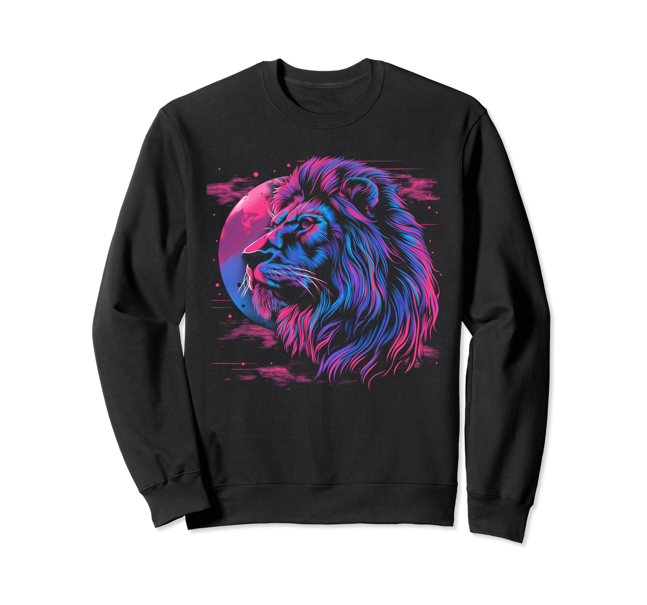 Lion Vaporwave Aesthetic Synthwave Sweatshirt - Trendy Graphic Men Women - T-Shirt, Sweatshirt, Hoodie