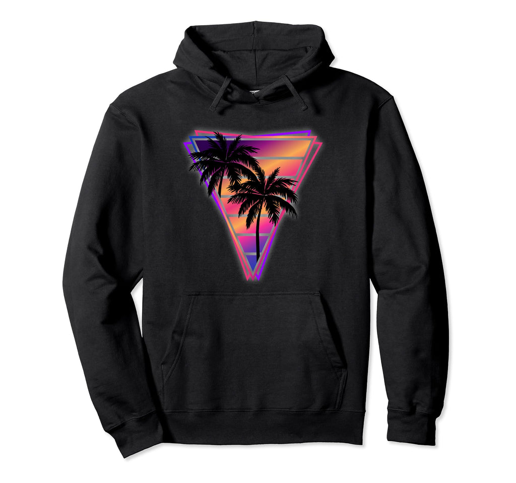 Synthwave Vaporwave Triangle Palm Hoodie - Aesthetic Graphic Men Women - T-Shirt, Sweatshirt, Hoodie