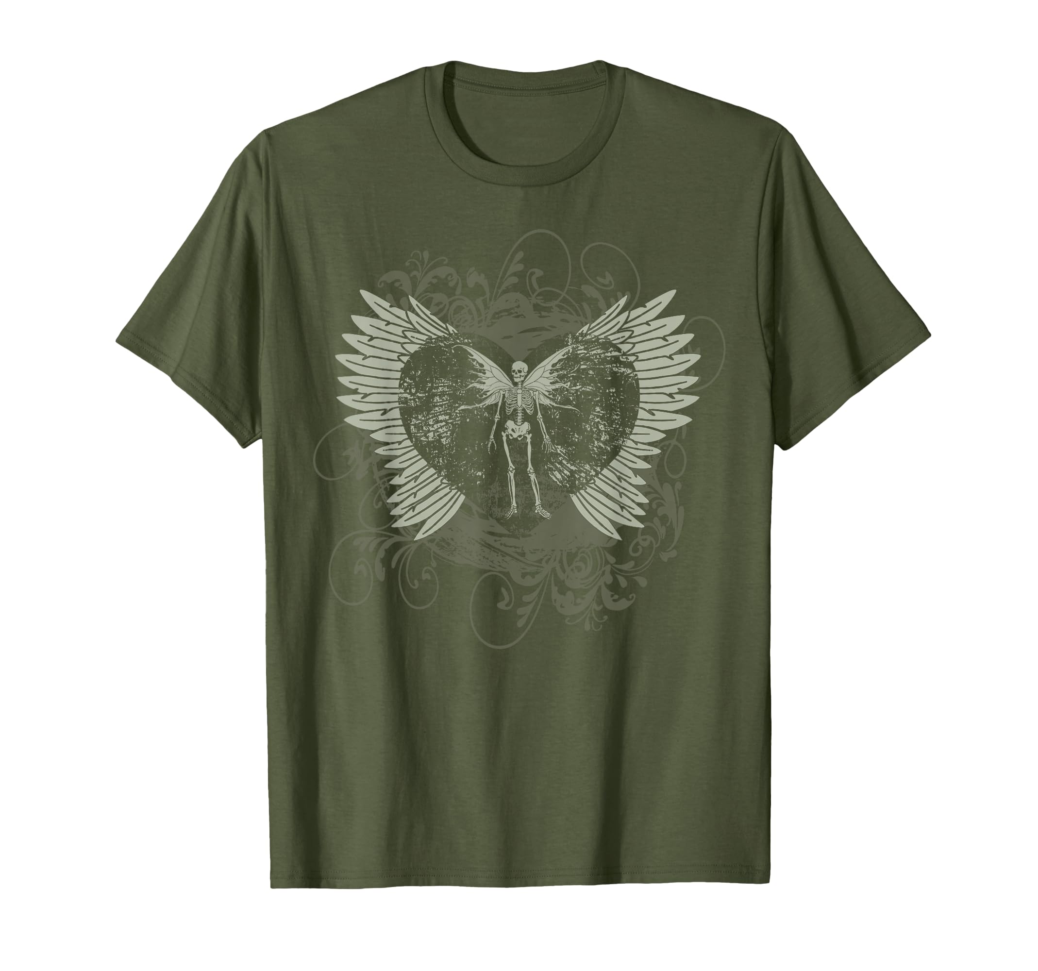 Aesthetic Y2K Fairy Wings Skeleton T-Shirt - Custom Art Print for Adults - T-Shirt, Sweatshirt, Hoodie