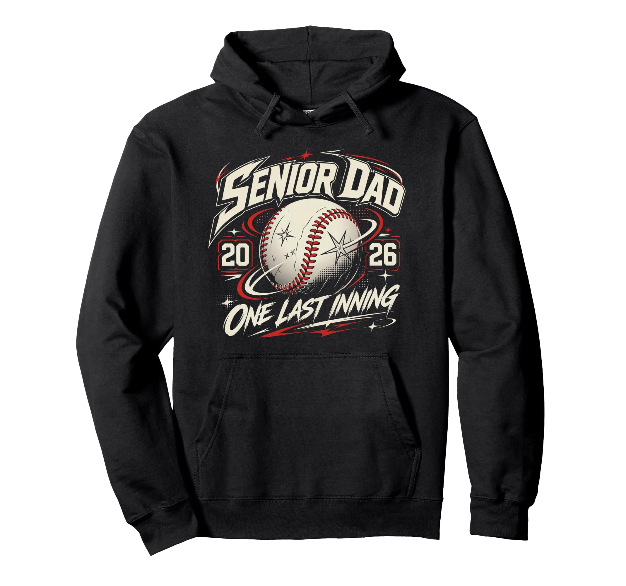 Baseball Senior Dad 2026 Last Inning Hoodie - Minimalist Print for Adults - T-Shirt, Sweatshirt, Hoodie