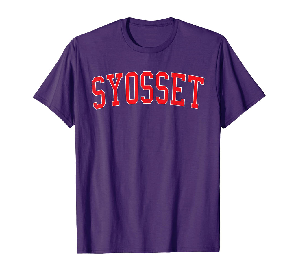 Syosset Ny Distressed Red Varsity T-Shirt - Minimalist Print for Adults - T-Shirt, Sweatshirt, Hoodie