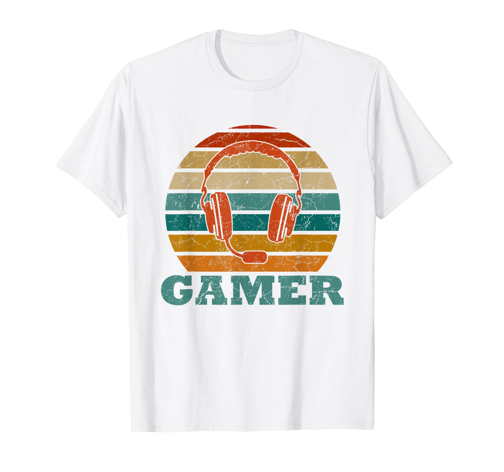 Gamer Headset Video Games Players Sunset T-Shirt - Graphic Print Unisex - T-Shirt, Sweatshirt, Hoodie