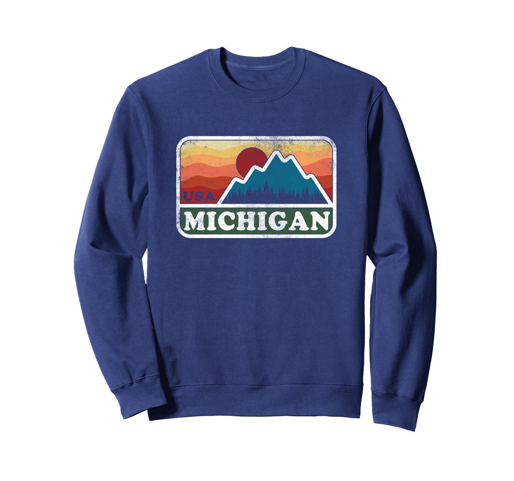 Michigan Distressed Sweatshirt - Unique Graphic Men Women - T-Shirt, Sweatshirt, Hoodie