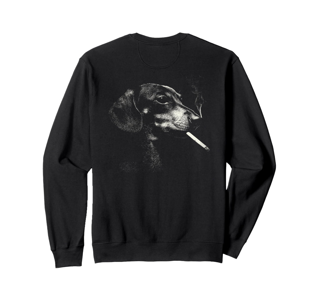 Dachshund Smoking Cigarette Grunge Sweatshirt - Trendy Graphic for Adults - T-Shirt, Sweatshirt, Hoodie