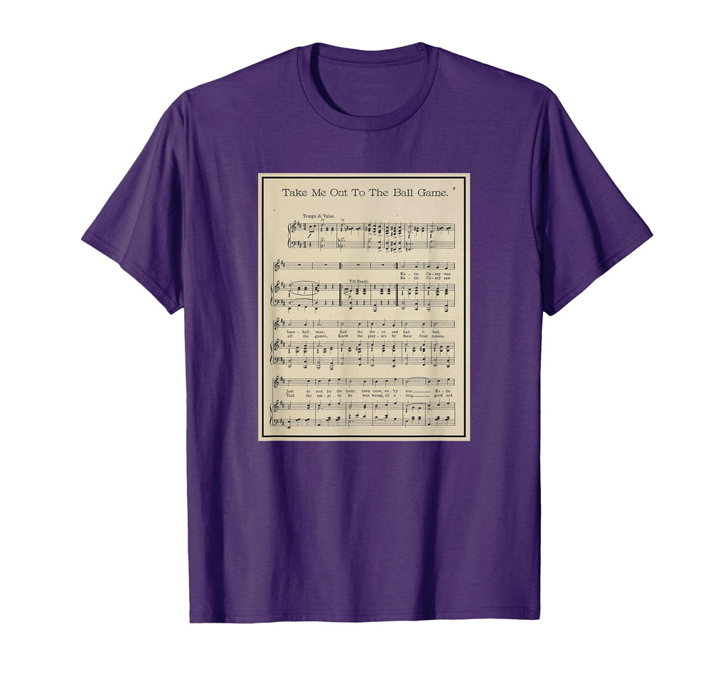 Take Me Out To Ball Game Song Sheet Music T-Shirt - Minimalist Print Unisex - T-Shirt, Sweatshirt, Hoodie