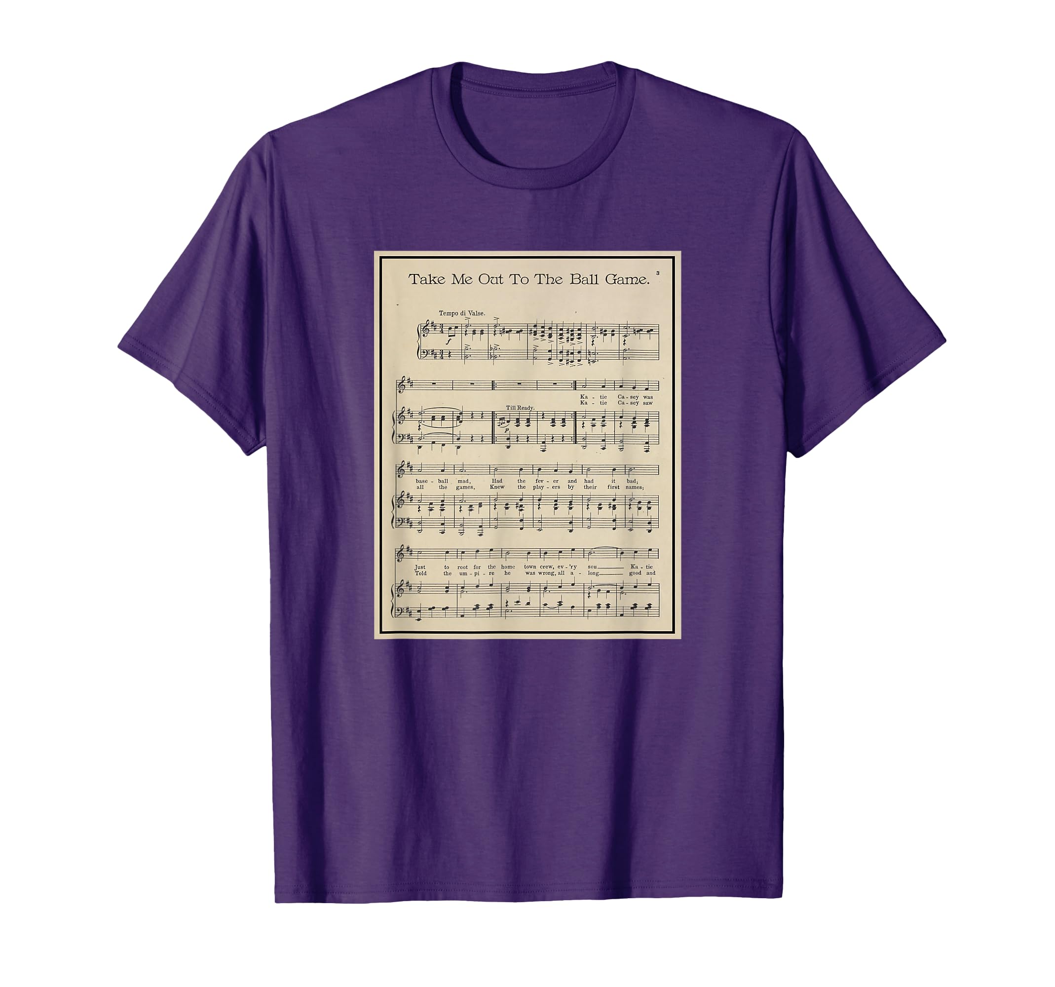 Take Me Out To Ball Game Song Sheet Music T-Shirt - Minimalist Print Unisex - T-Shirt, Sweatshirt, Hoodie