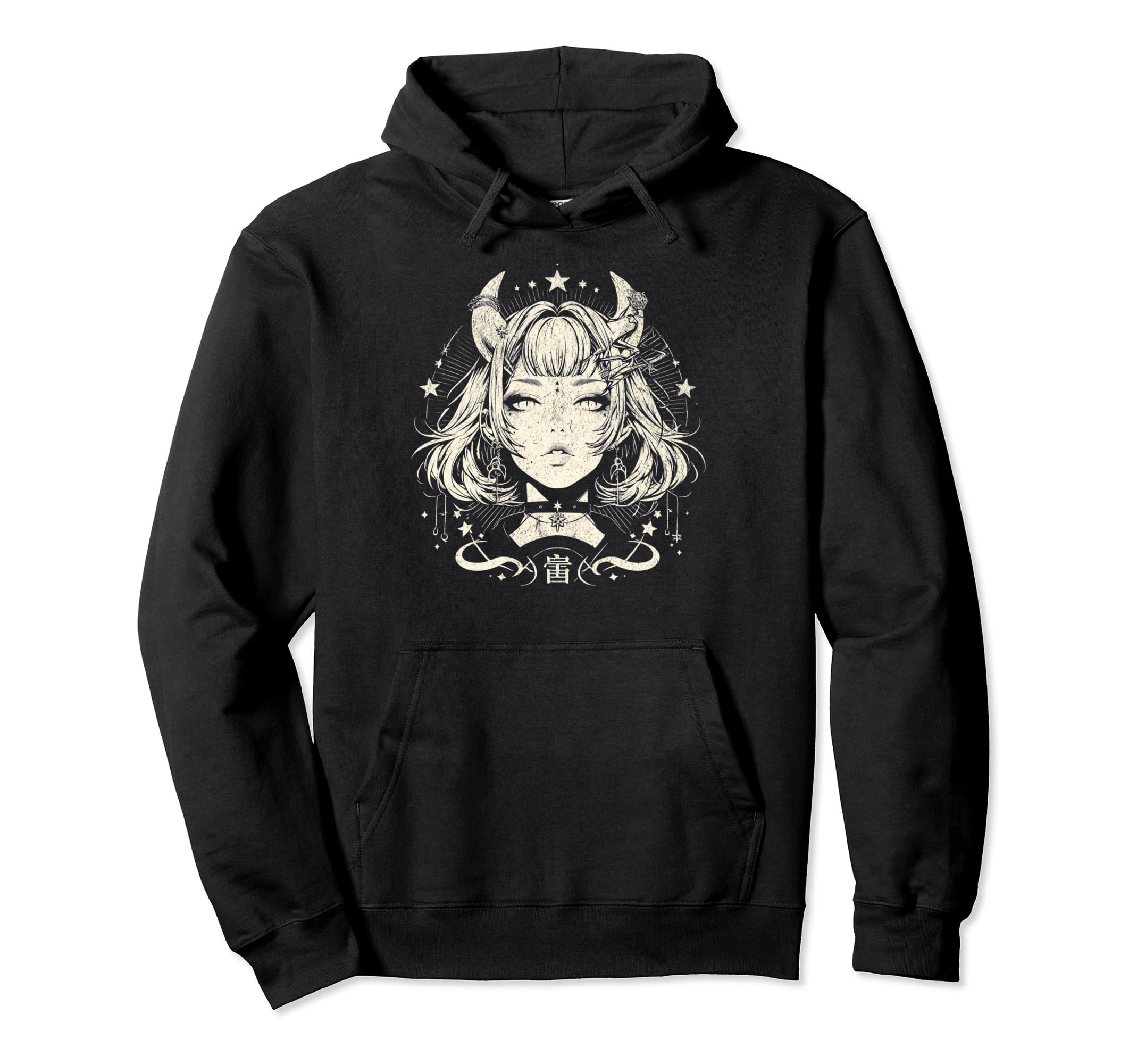 Goth Grunge Demon Anime Waifu Horror Alt Hoodie - Minimalist Print Unisex - T-Shirt, Sweatshirt, Hoodie