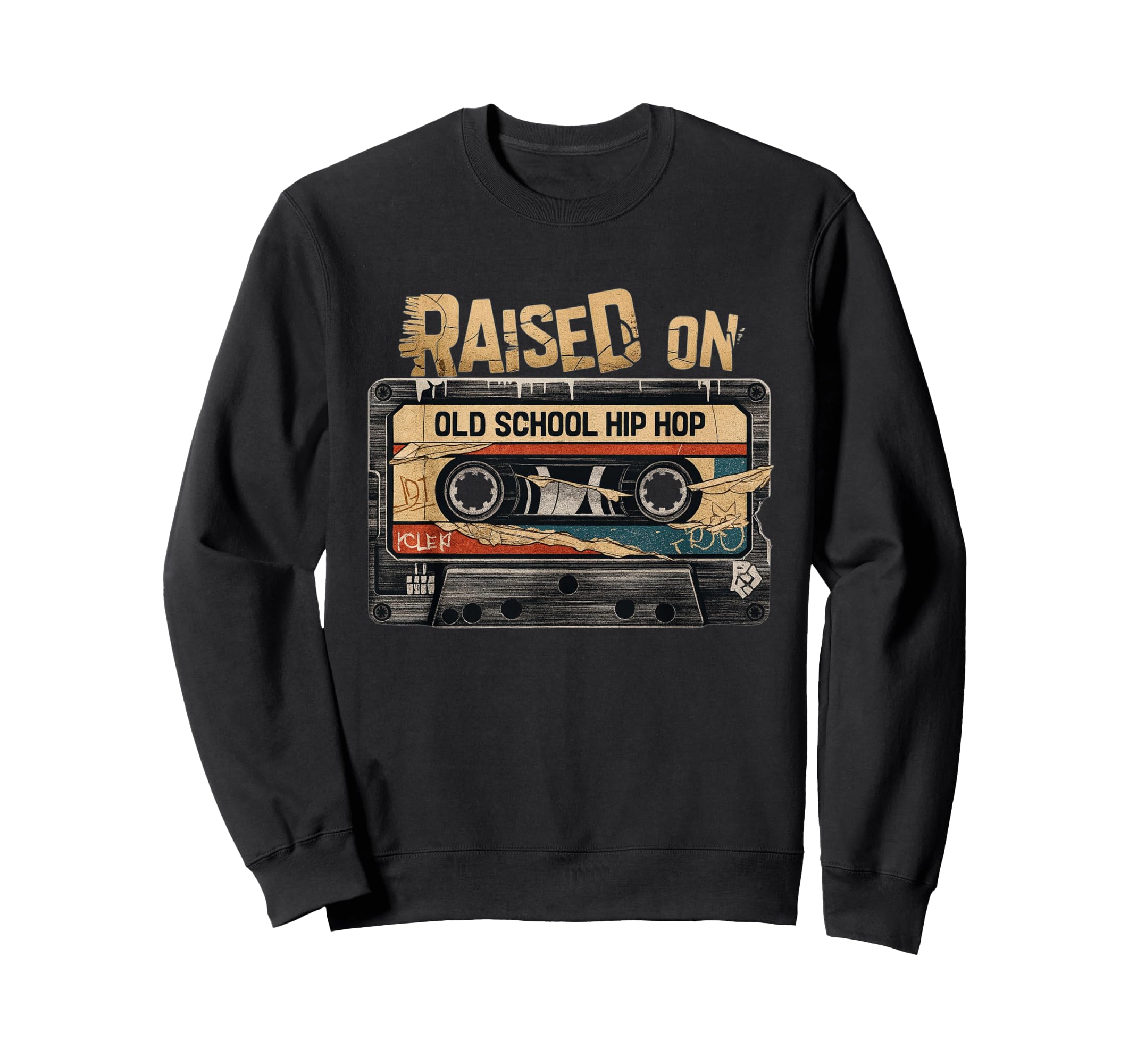 Raised Old School Hip Hop Cassette Sweatshirt - Unique Graphic for Adults - T-Shirt, Sweatshirt, Hoodie