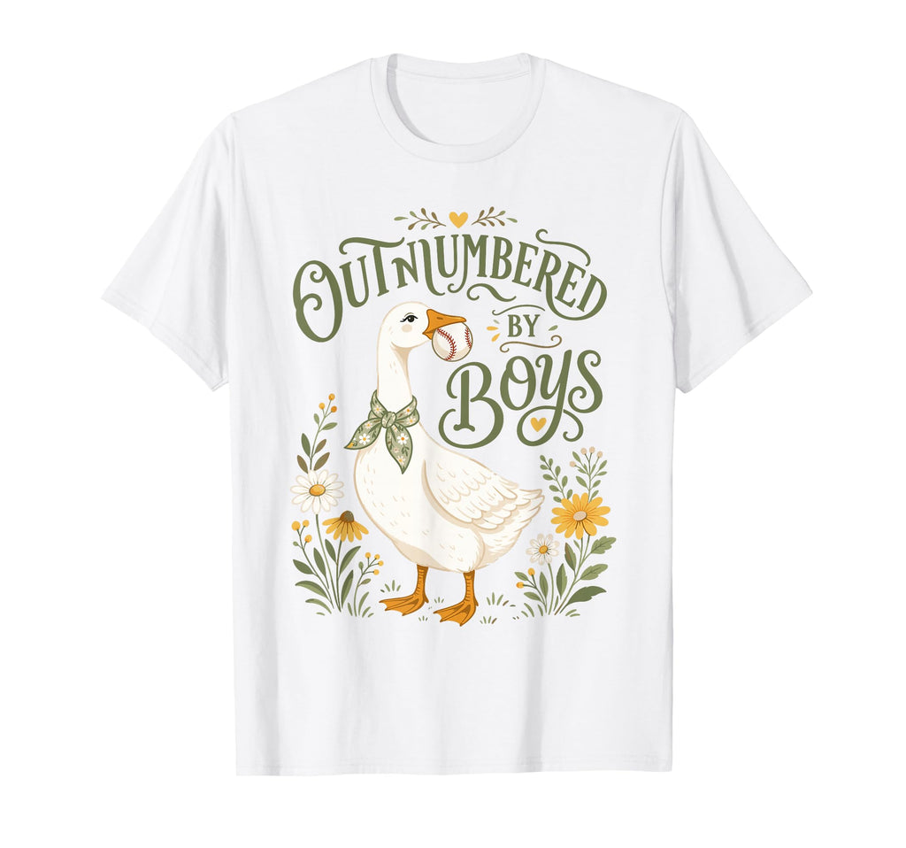 Outnumbered Baseball Mom Floral Goose T-Shirt - Unique Graphic for Adults - T-Shirt, Sweatshirt, Hoodie