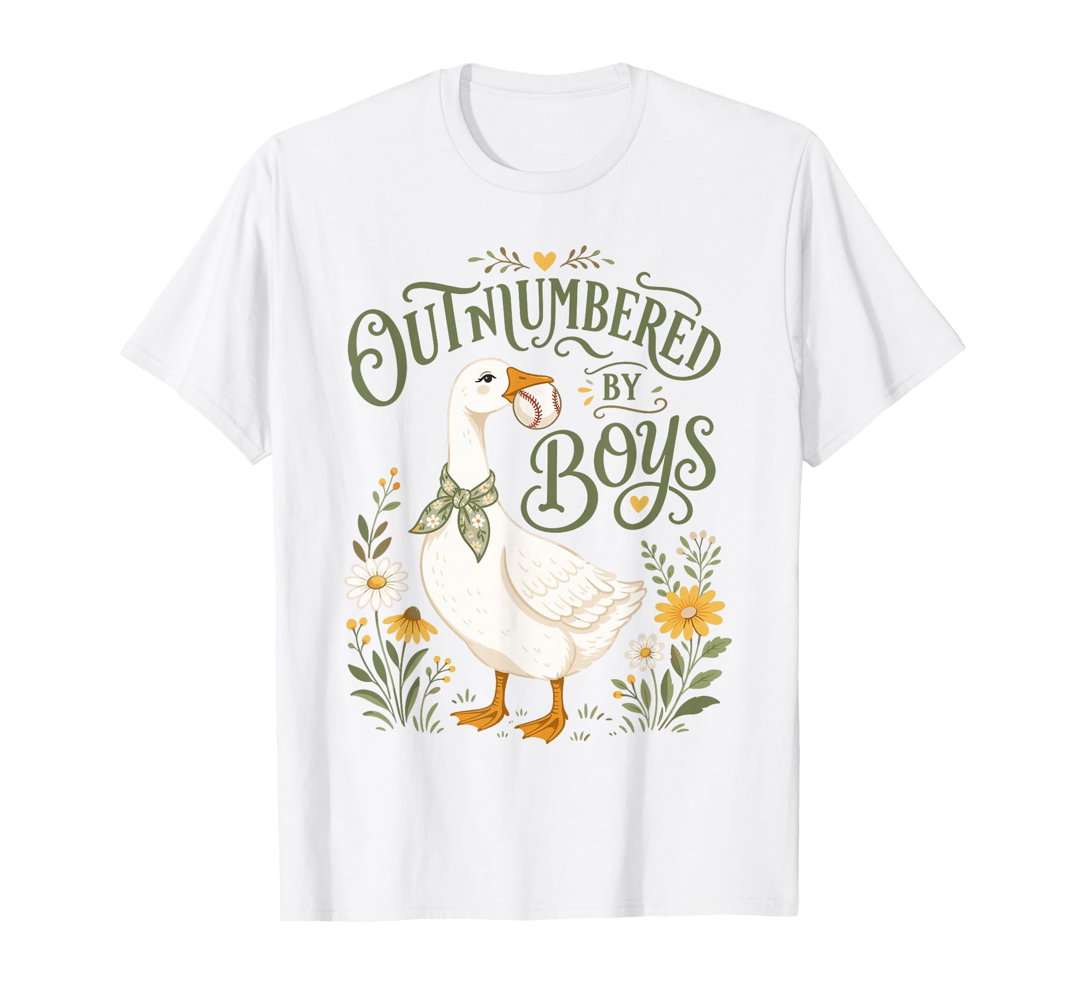 Outnumbered Baseball Mom Floral Goose T-Shirt - Unique Graphic for Adults - T-Shirt, Sweatshirt, Hoodie