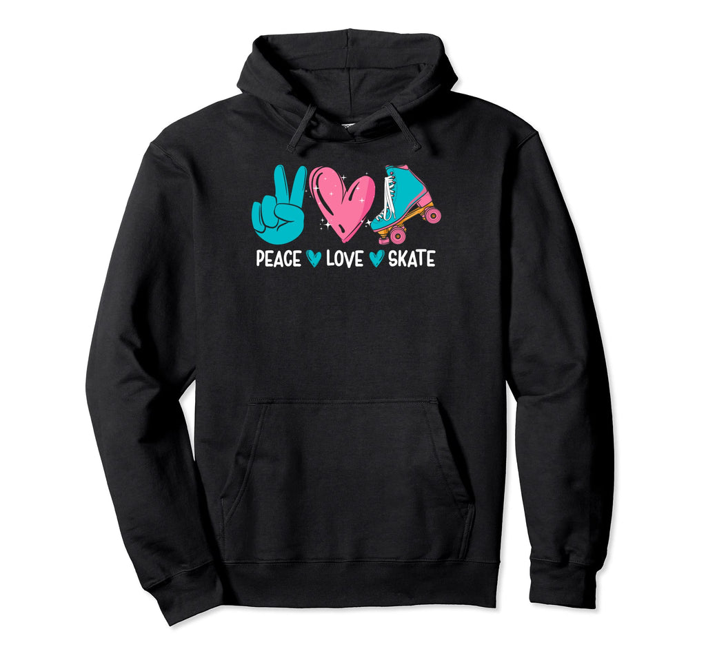 Peace Love Roller Skating Derby Roller Hoodie - Minimalist Print Men Women - T-Shirt, Sweatshirt, Hoodie