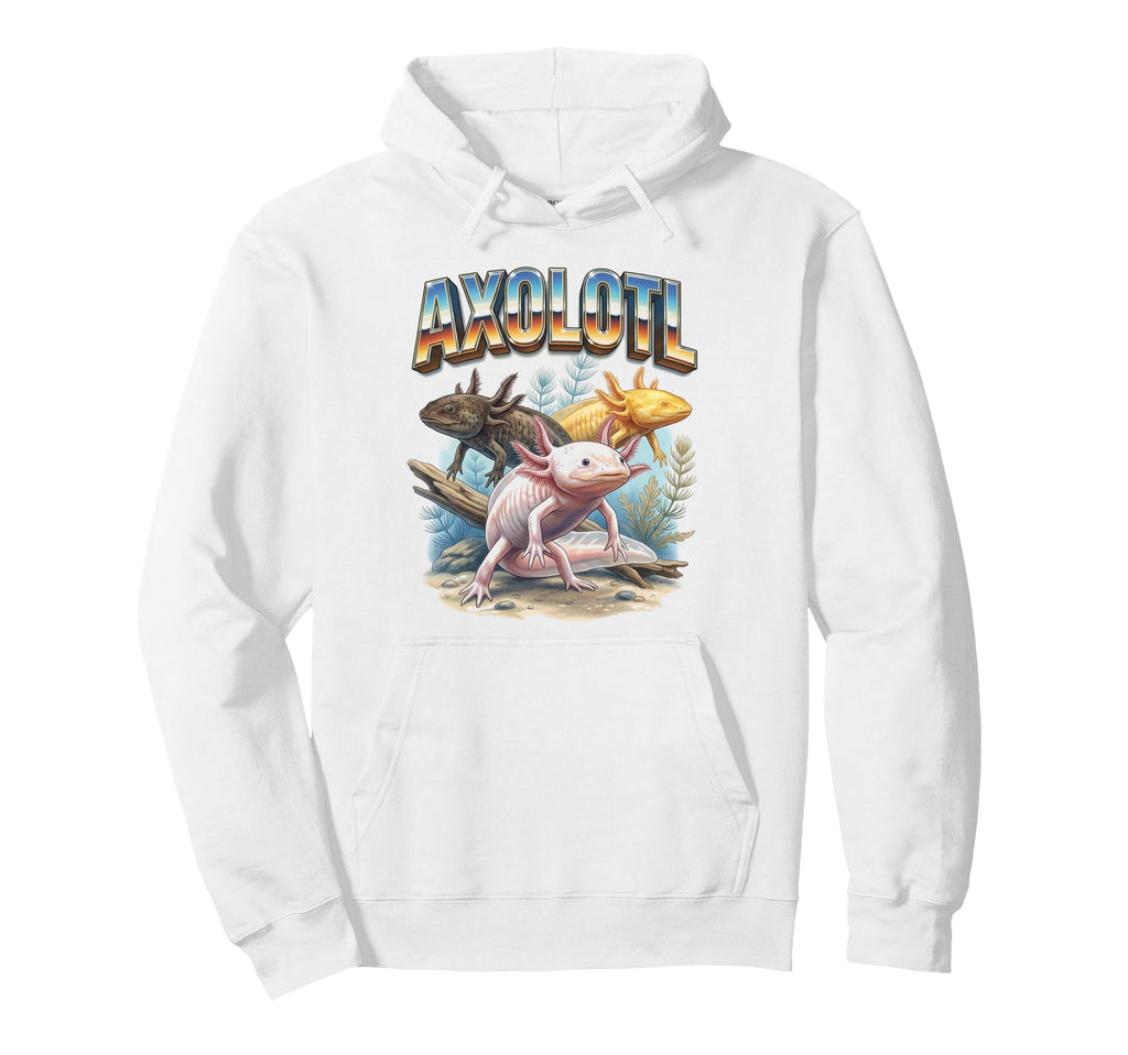 Axolotl 70S 90S Axolotl Animal Hoodie - Fun Novelty Design for Adults - T-Shirt, Sweatshirt, Hoodie