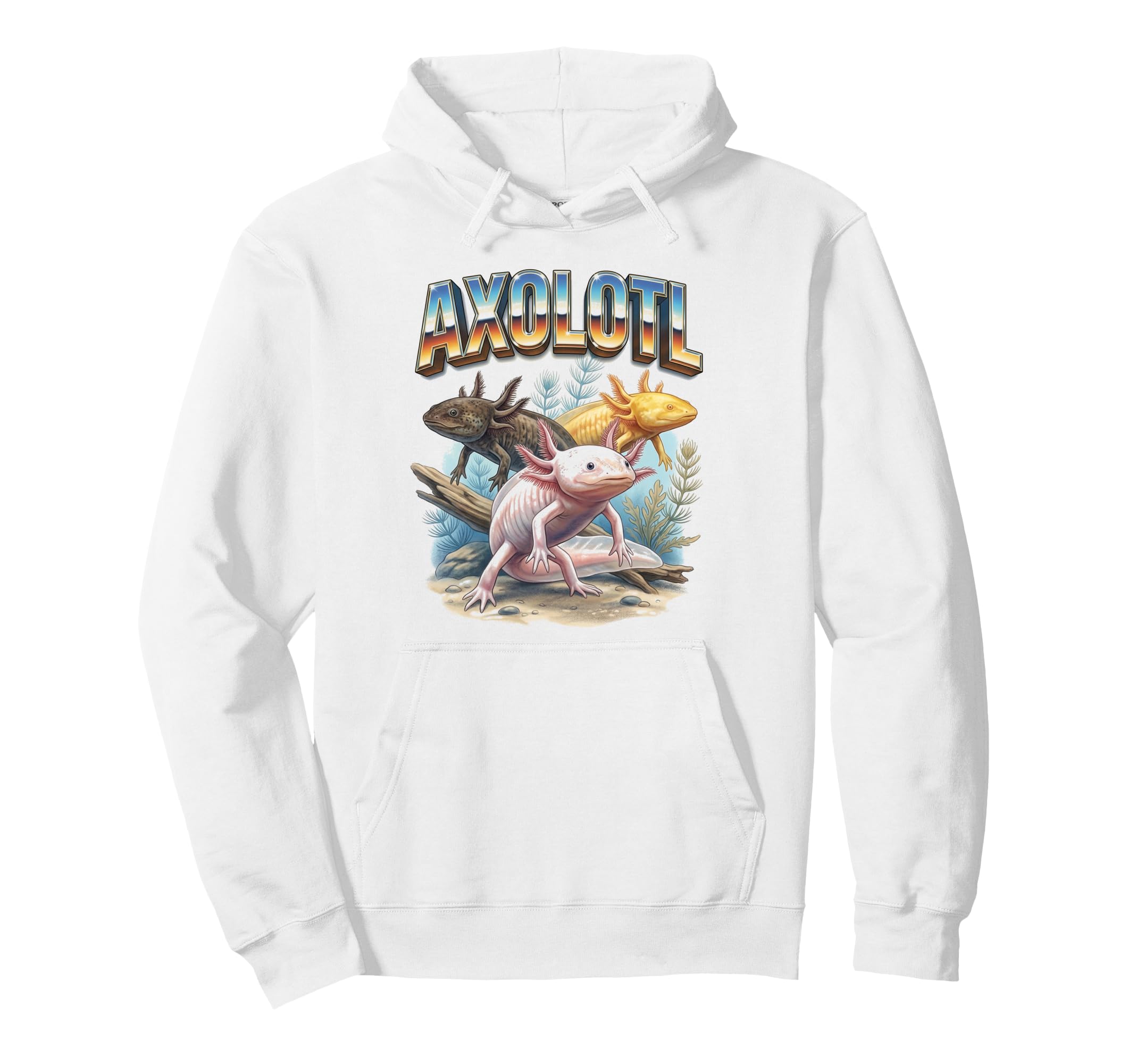Axolotl 70S 90S Axolotl Animal Hoodie - Fun Novelty Design for Adults - T-Shirt, Sweatshirt, Hoodie