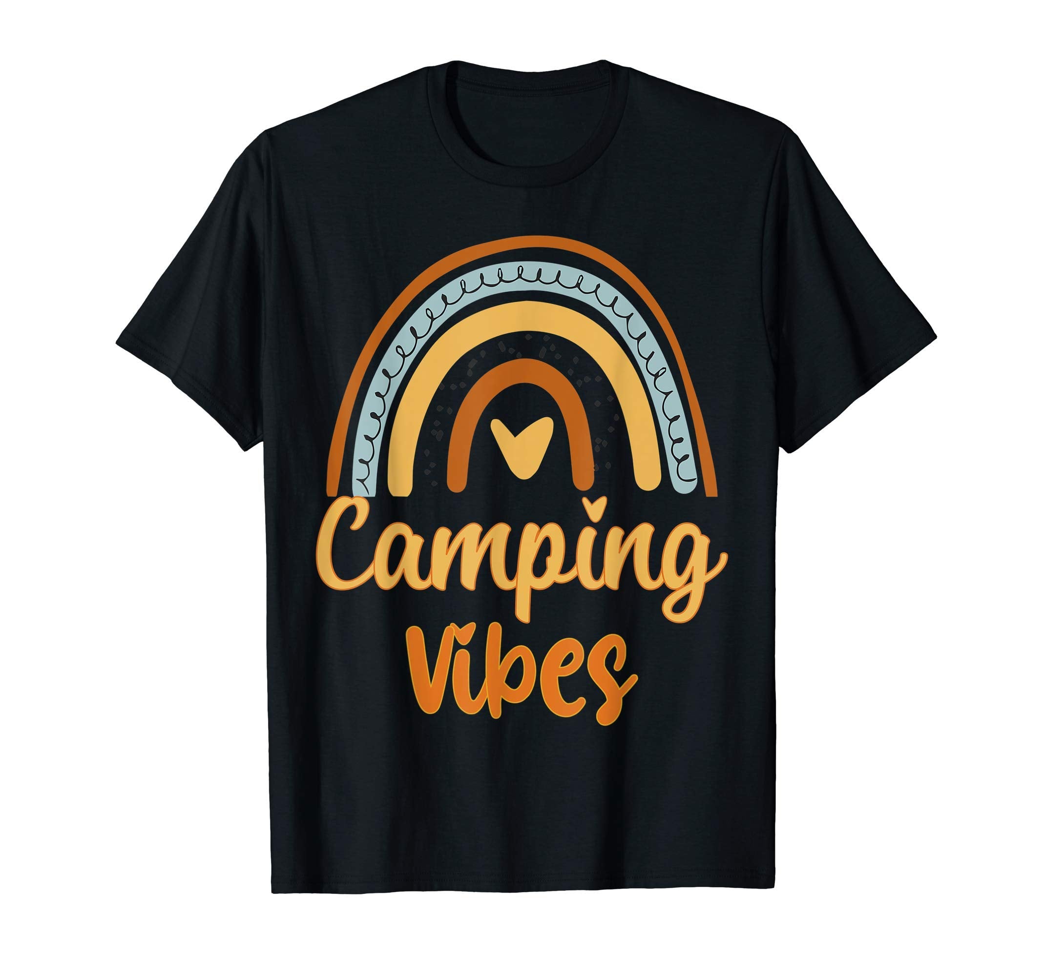 Camping Vibes Rainbow Camper Travel T-Shirt - Custom Art Print Men Women - T-Shirt, Sweatshirt, Hoodie
