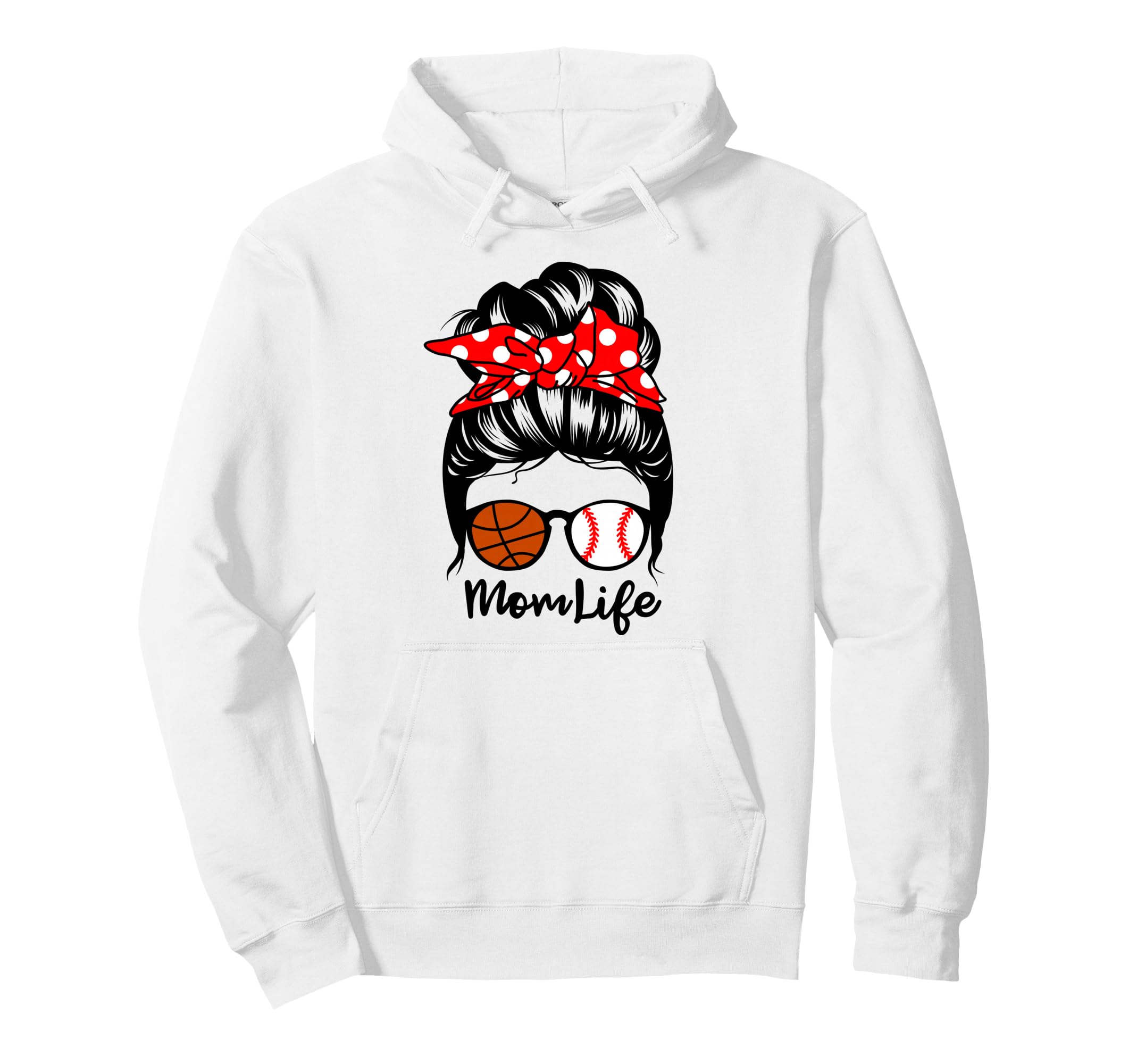 Mom Life Messy Bun Hair Funny Baseball Hoodie - Streetwear Style Men Women - T-Shirt, Sweatshirt, Hoodie
