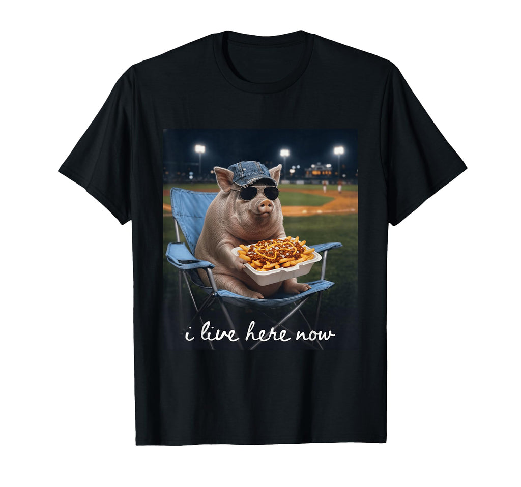 Funny Pig Baseball I Live Here Now T-Shirt - Streetwear Style Unisex - T-Shirt, Sweatshirt, Hoodie