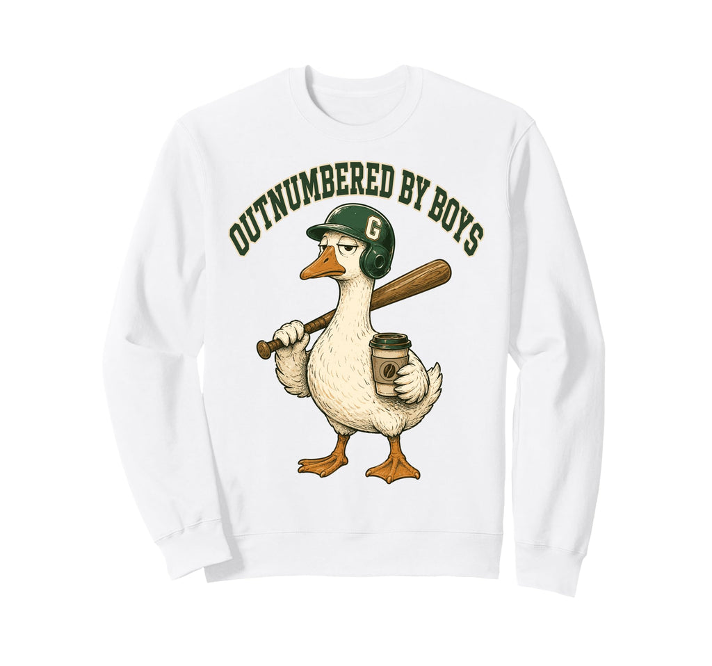 Outnumbered Mom Goose Baseball Mama Sweatshirt - Graphic Print Unisex - T-Shirt, Sweatshirt, Hoodie