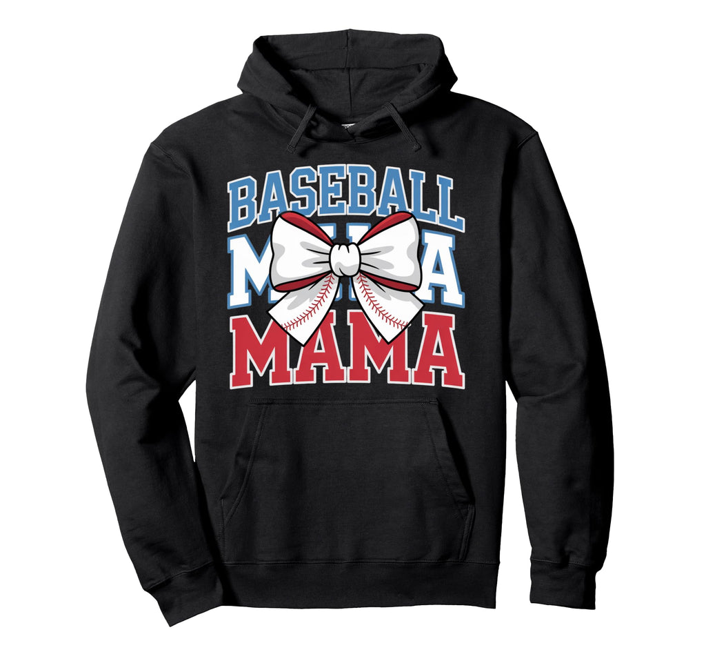 Baseball Mama Coquette Bow Game Day Hoodie - Fun Novelty Design Men Women - T-Shirt, Sweatshirt, Hoodie