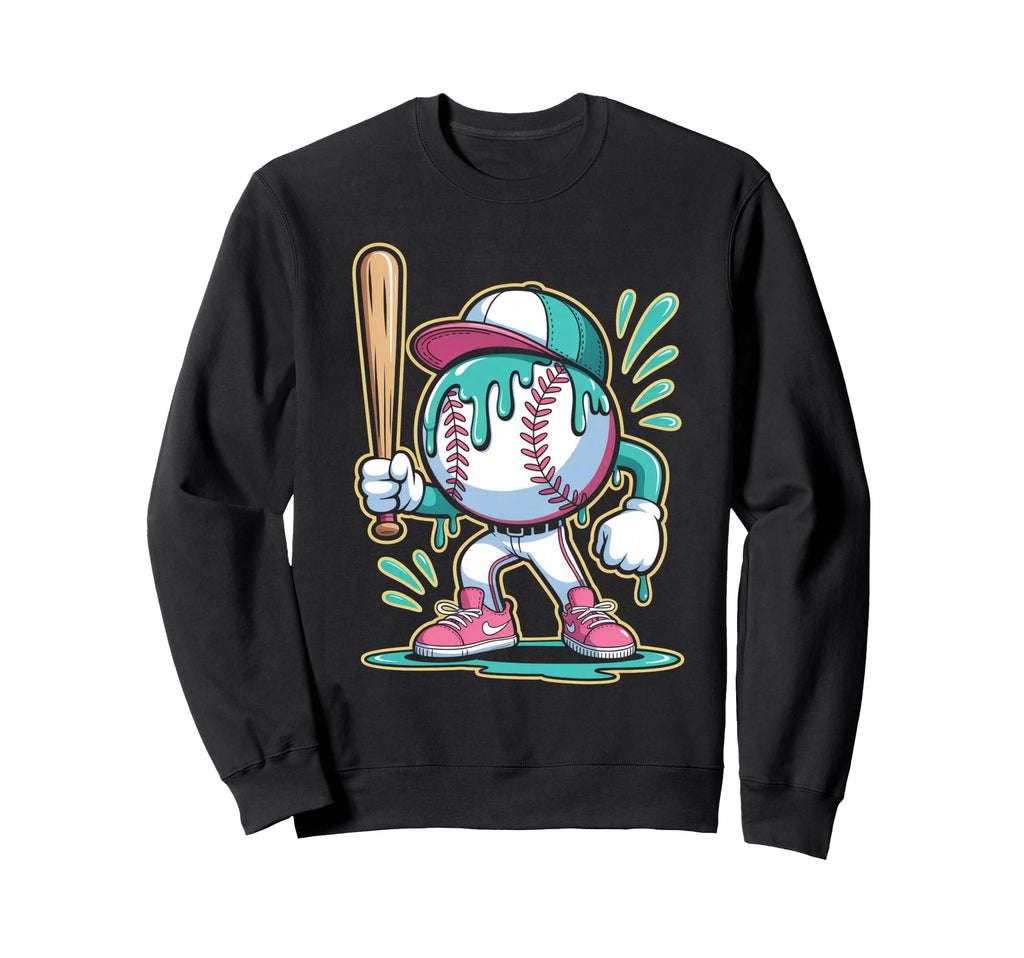 Funny Baseball Character Cartoon Sweatshirt - Unique Graphic Men Women - T-Shirt, Sweatshirt, Hoodie