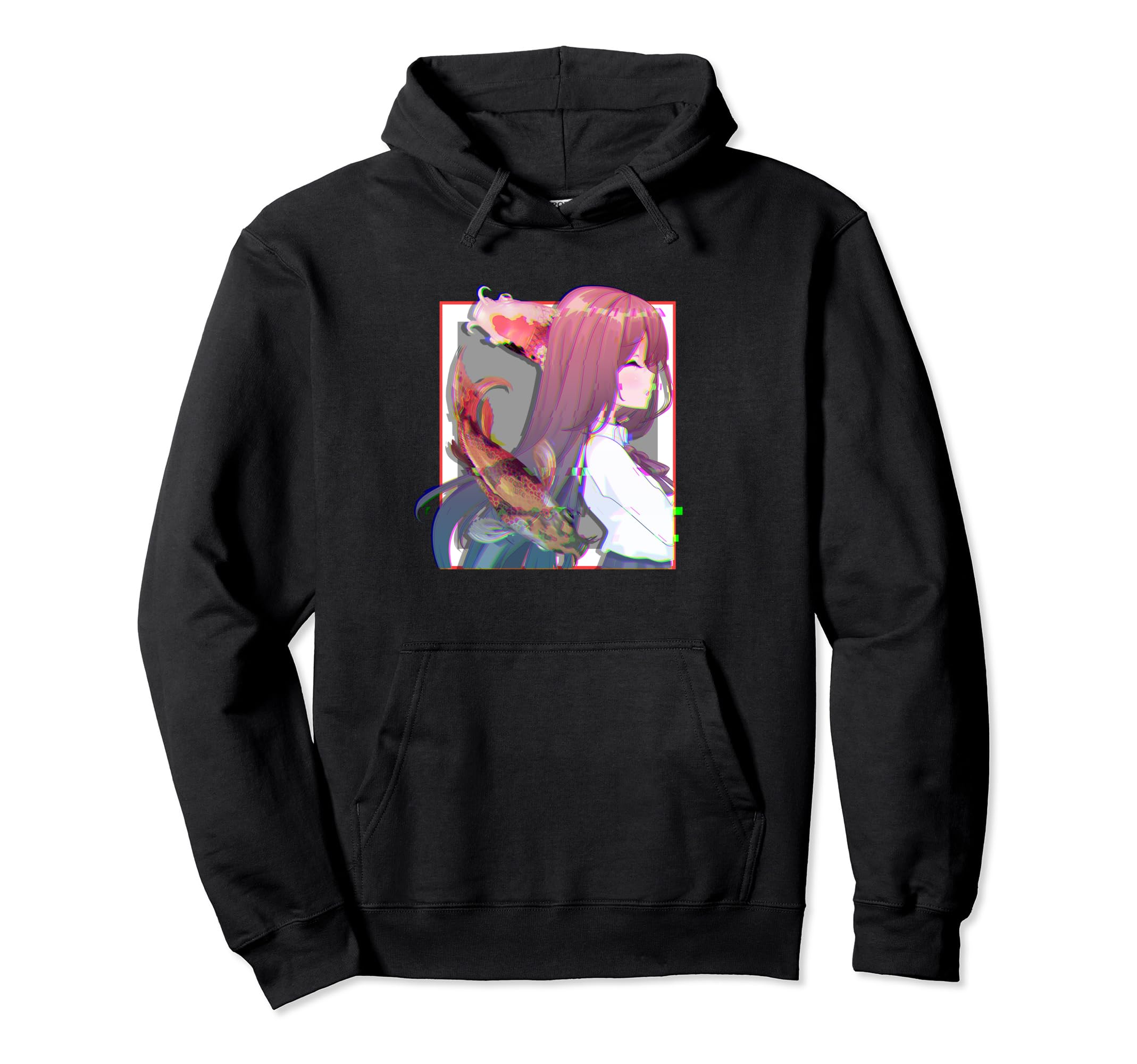 Vaporwave Glitch Aesthetic Anime Koi Carp Hoodie - Trendy Graphic Unisex - T-Shirt, Sweatshirt, Hoodie