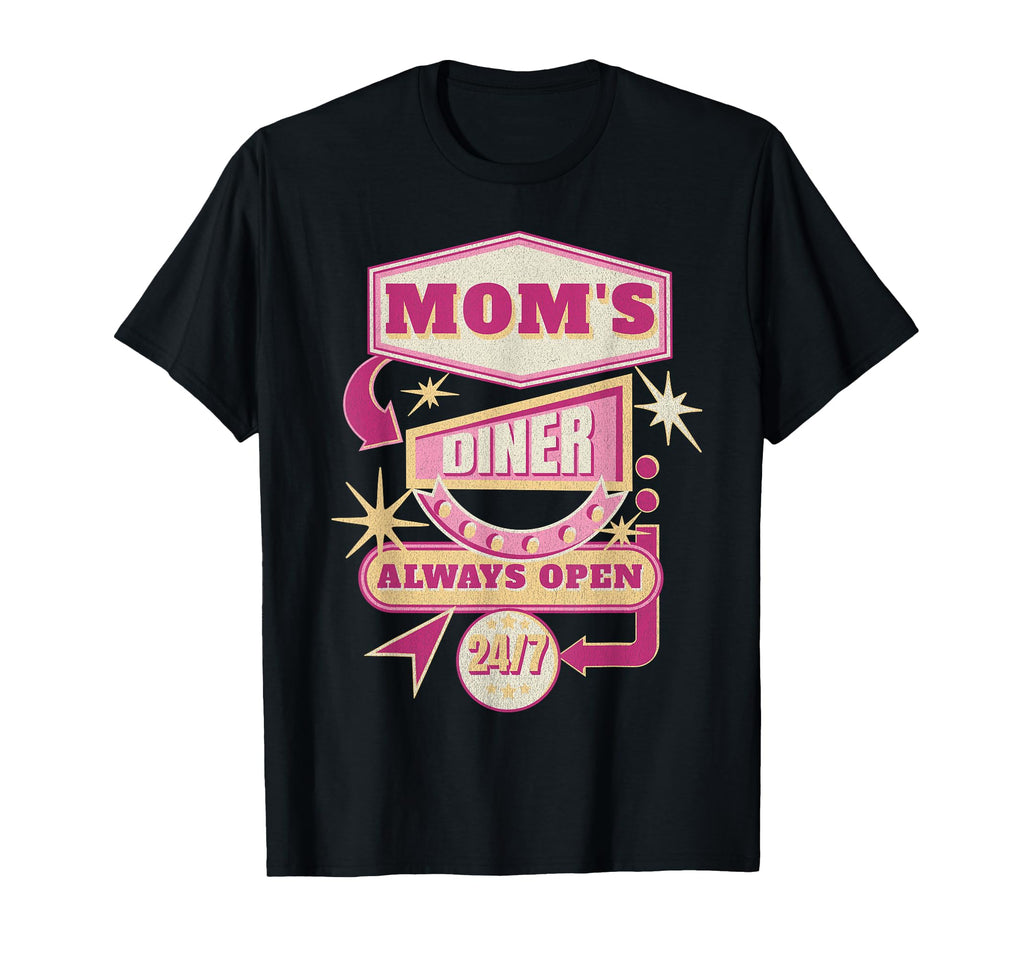 Moms Diner Americana 24 7 Open Sign T-Shirt - Custom Art Print for Adults - T-Shirt, Sweatshirt, Hoodie