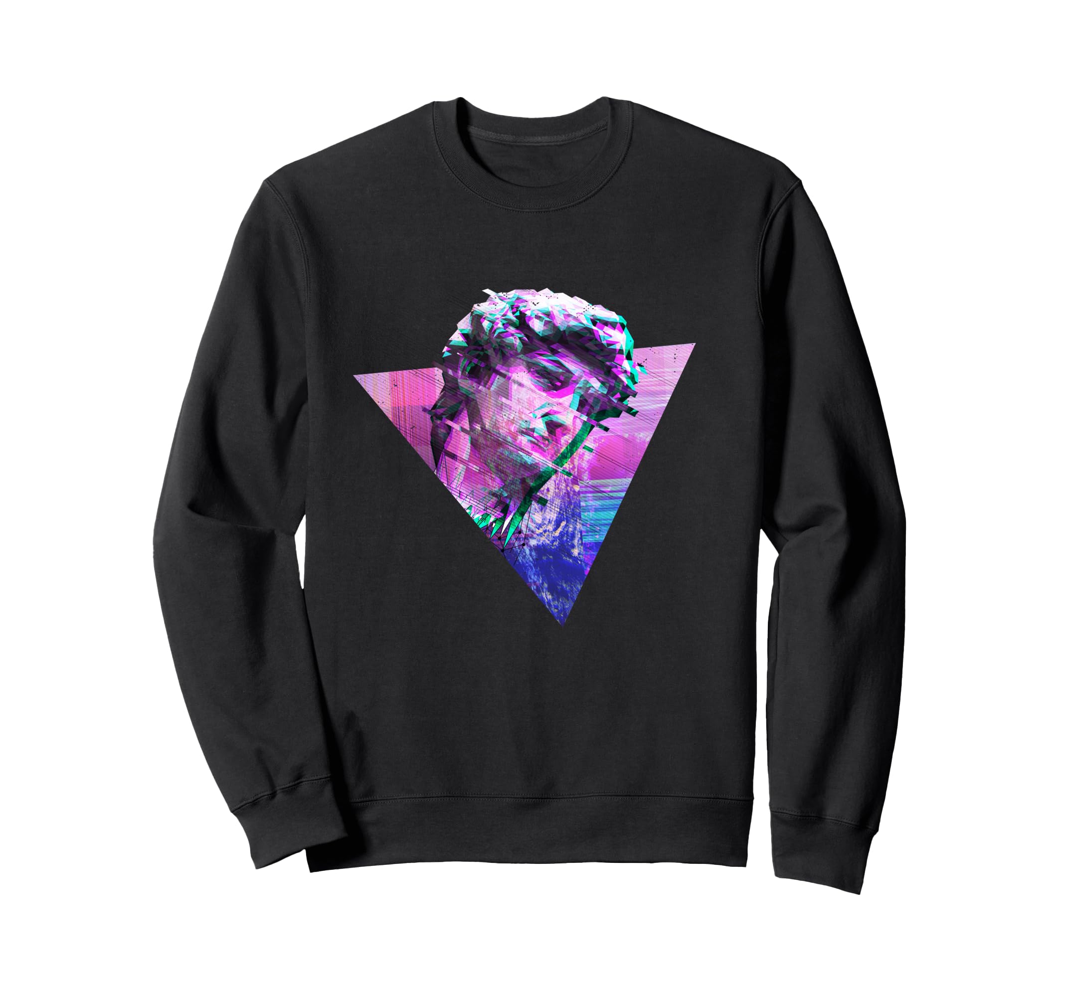 Thinking Statue Glitch Vaporwave Sweatshirt - Fun Novelty Design Unisex - T-Shirt, Sweatshirt, Hoodie