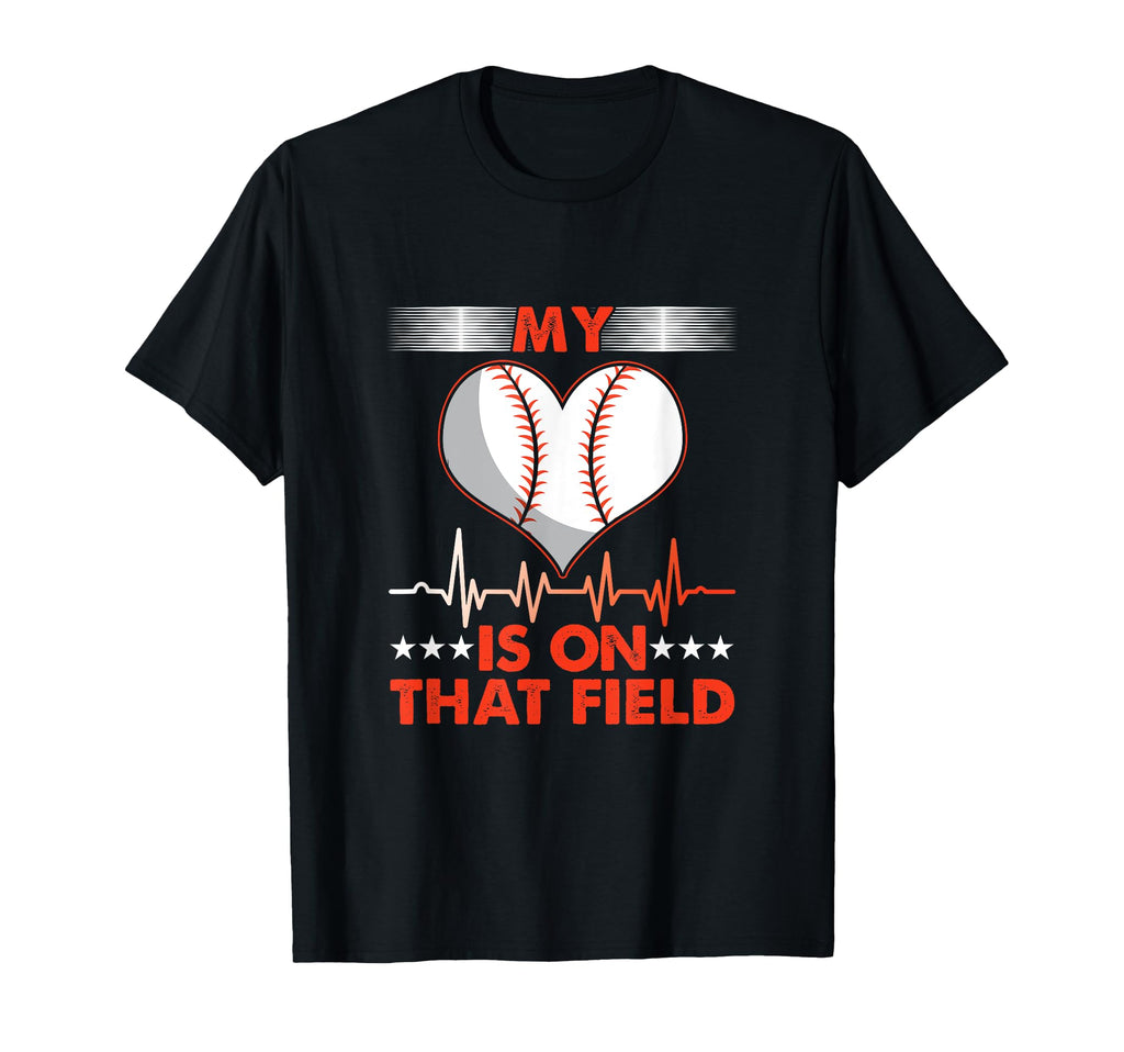 My Heart Pulse Field Softball Baseball T-Shirt - Unique Graphic Men Women - T-Shirt, Sweatshirt, Hoodie
